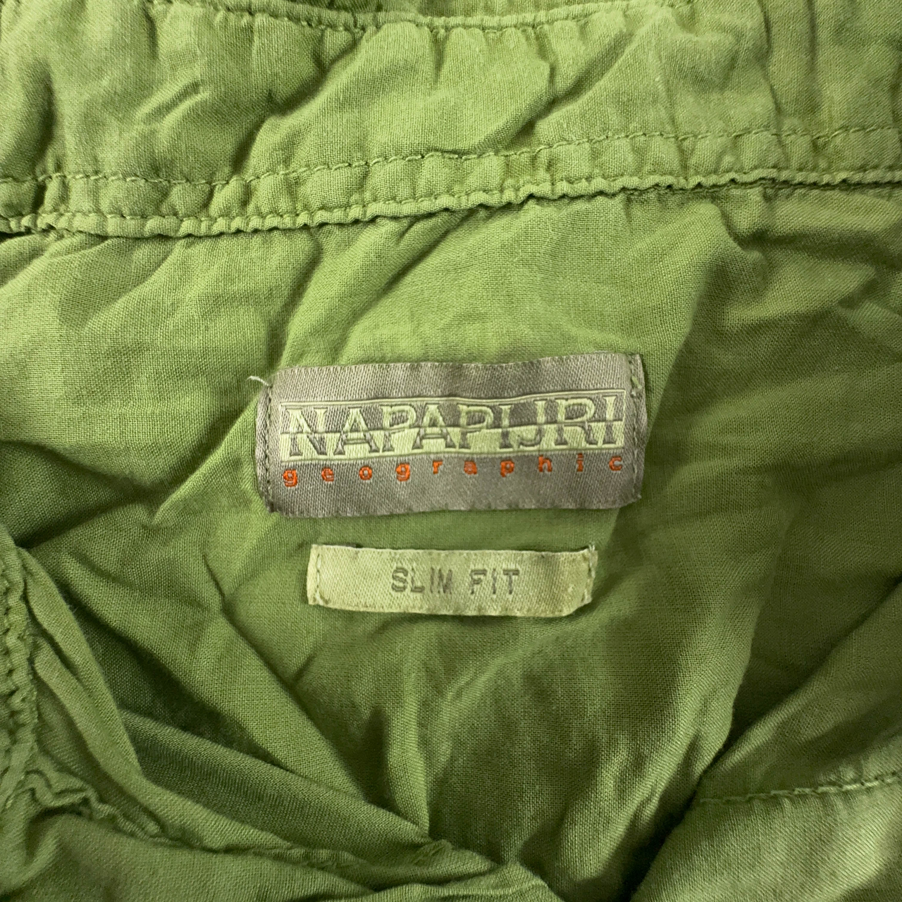 Camicia Napapijri verde slim fit tinta unita - Taglia L/XL uomo