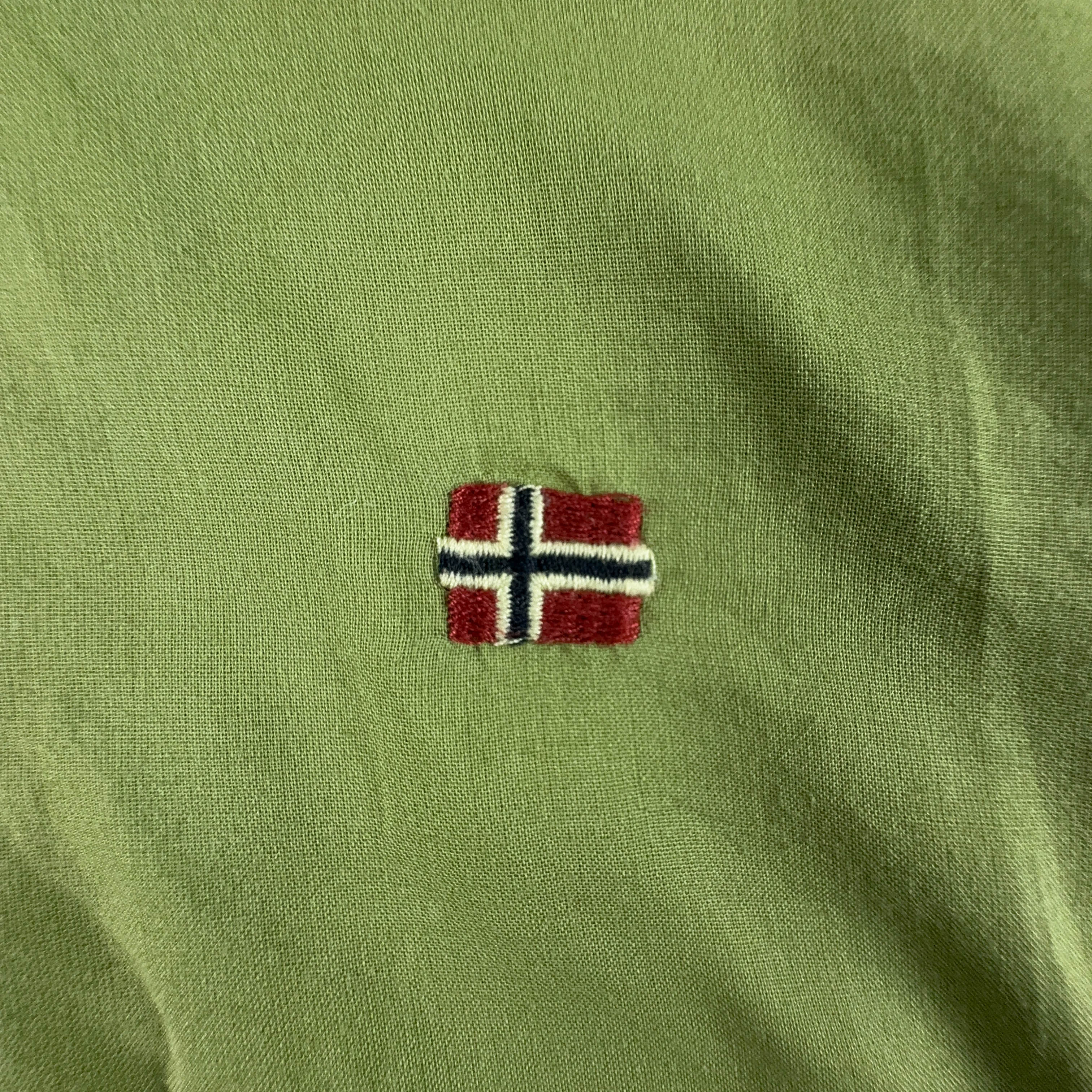 Camicia Napapijri verde slim fit tinta unita - Taglia L/XL uomo