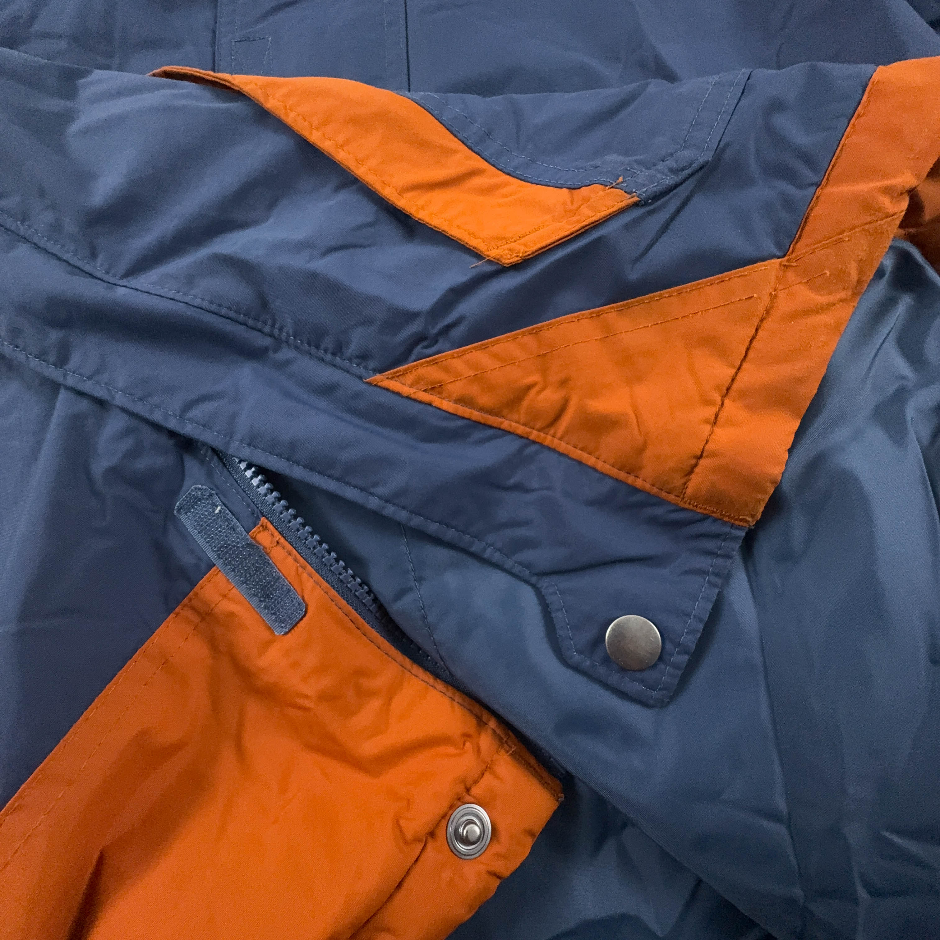 Giacca invernale Columbia blu e arancione con cappuccio e tasca frontale - Taglia S/M uomo