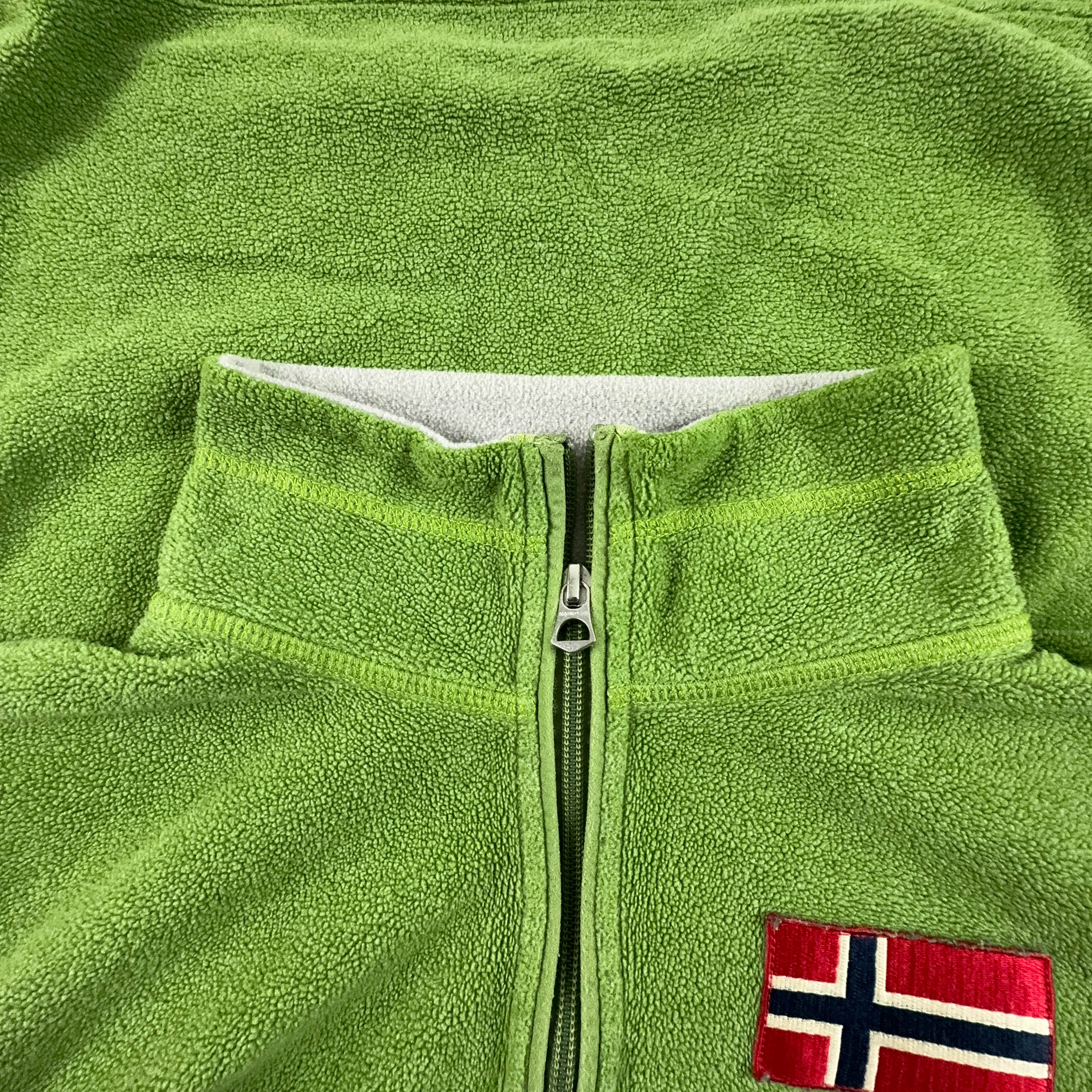 Pile Napapijri Vintage verde quarter zip con patch - Taglia M/L uomo