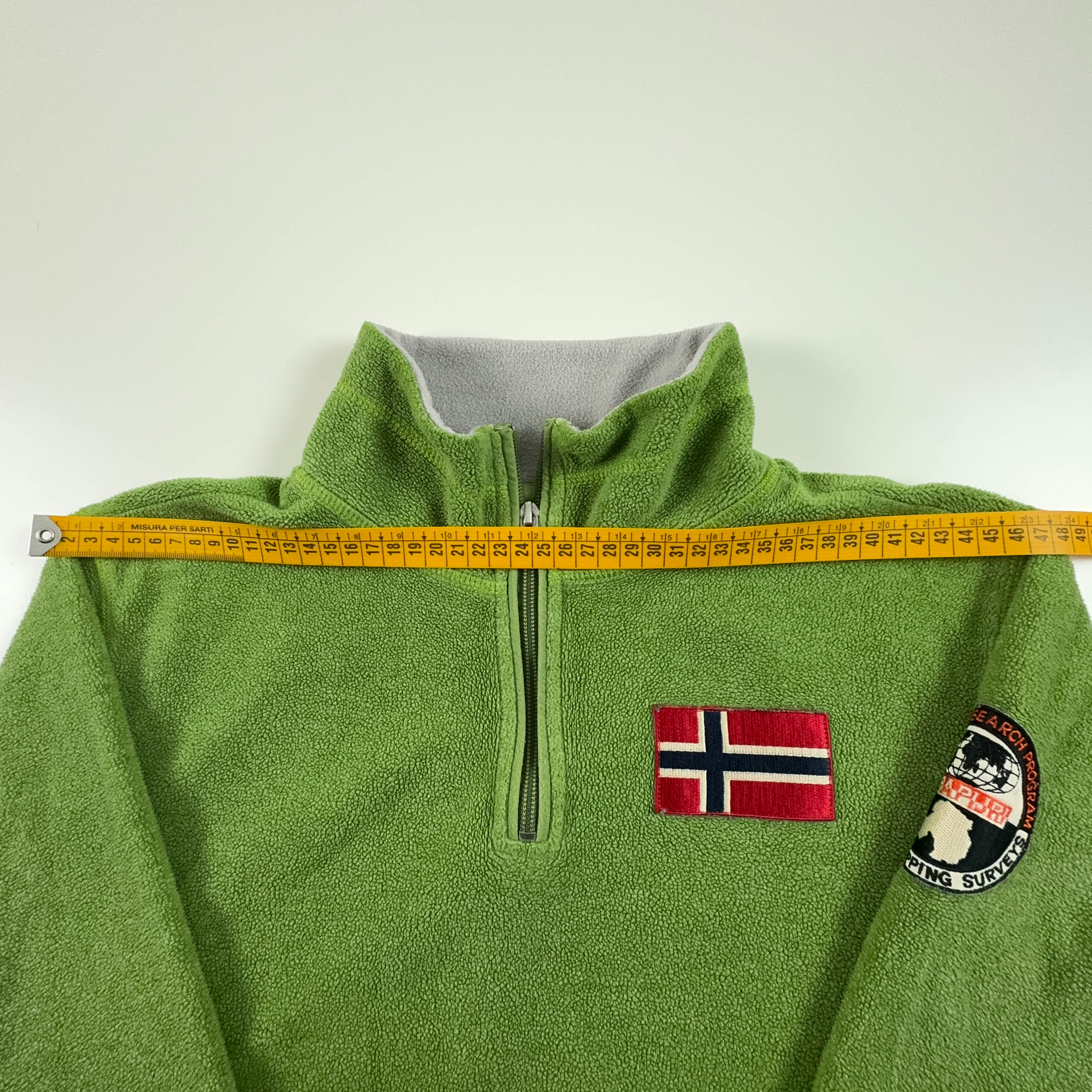 Pile Napapijri Vintage verde quarter zip con patch - Taglia M/L uomo