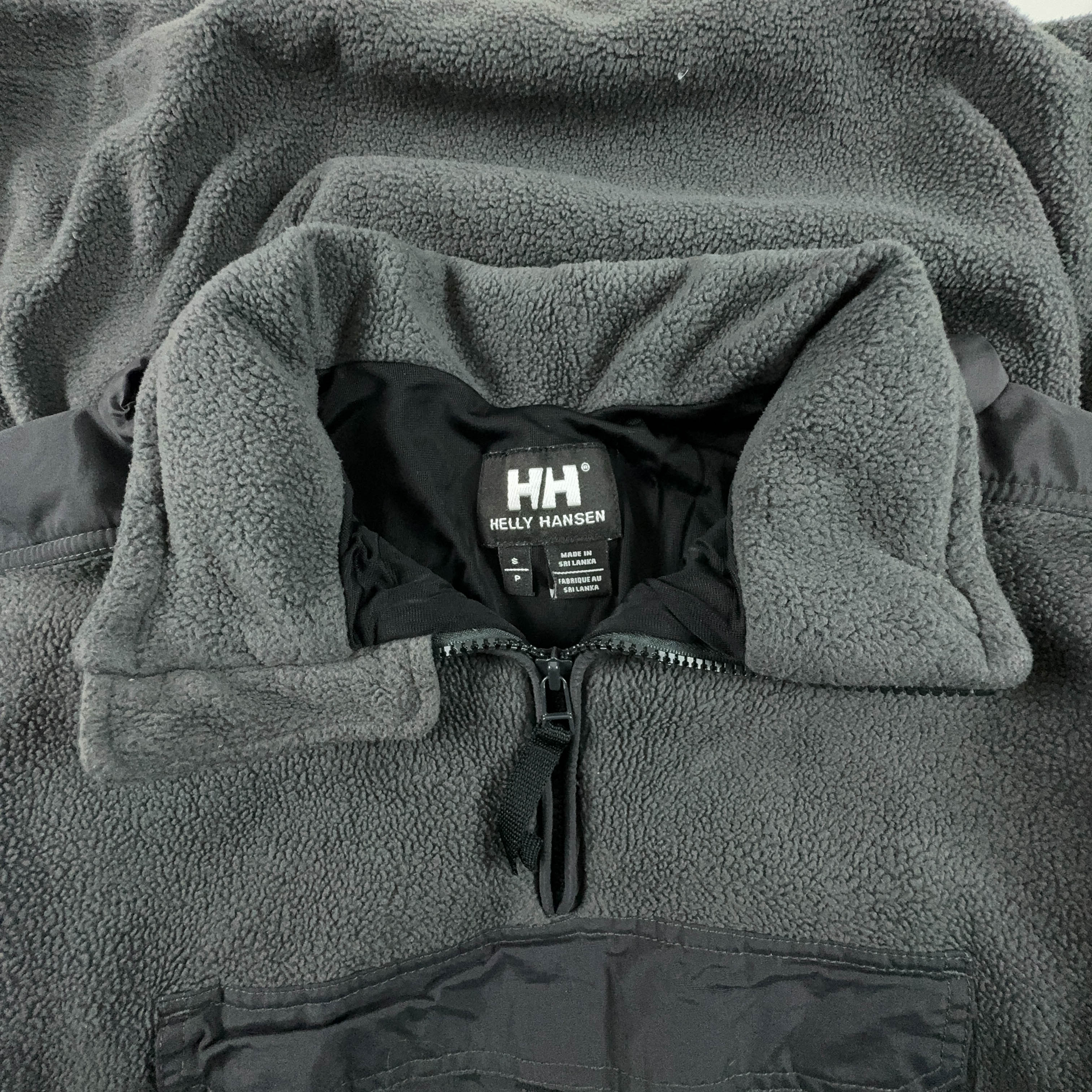 Pile Helly Hansen Vintage grigio quarter zip con tasca frontale e ricami double knee - Taglia S/M uomo