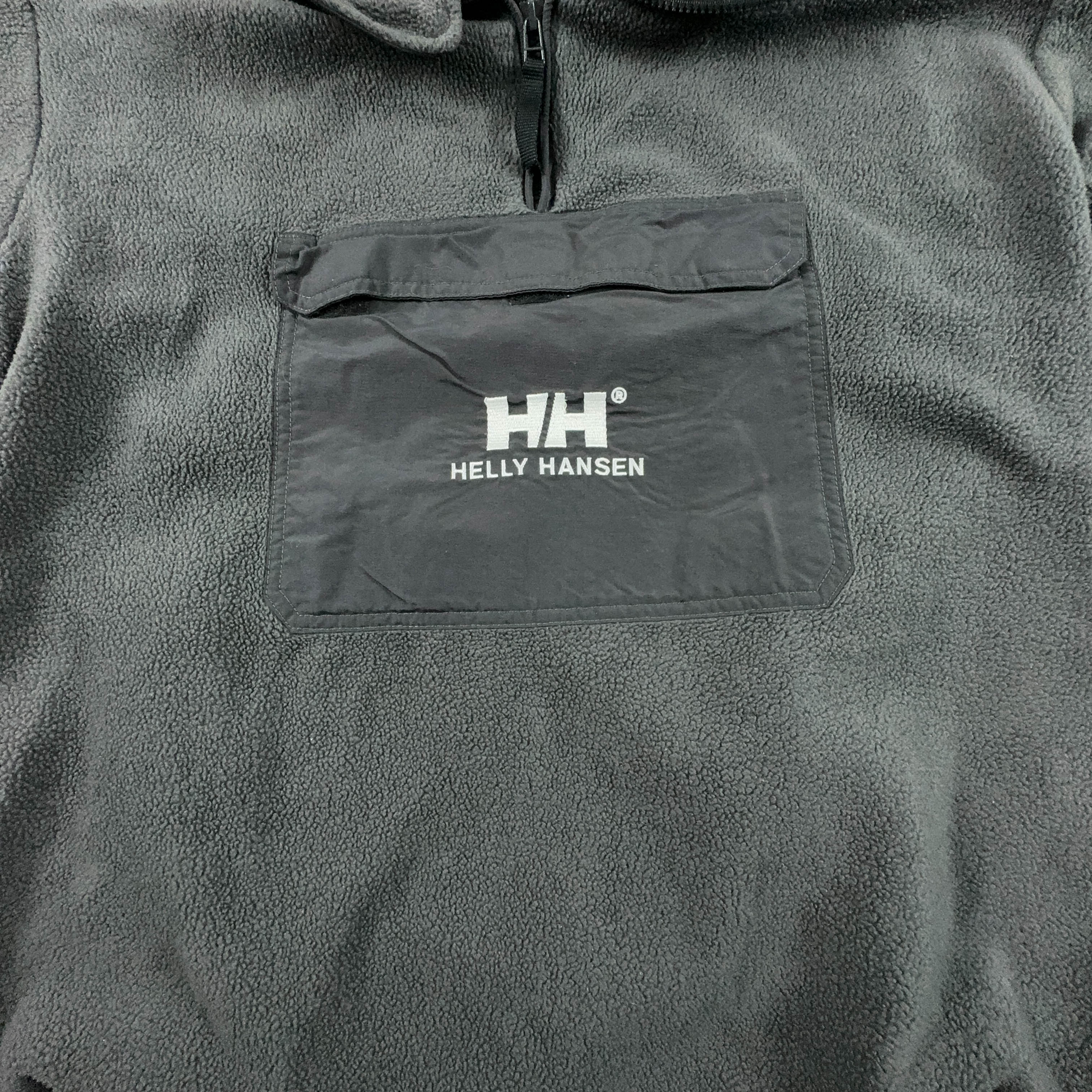 Pile Helly Hansen Vintage grigio quarter zip con tasca frontale e ricami double knee - Taglia S/M uomo