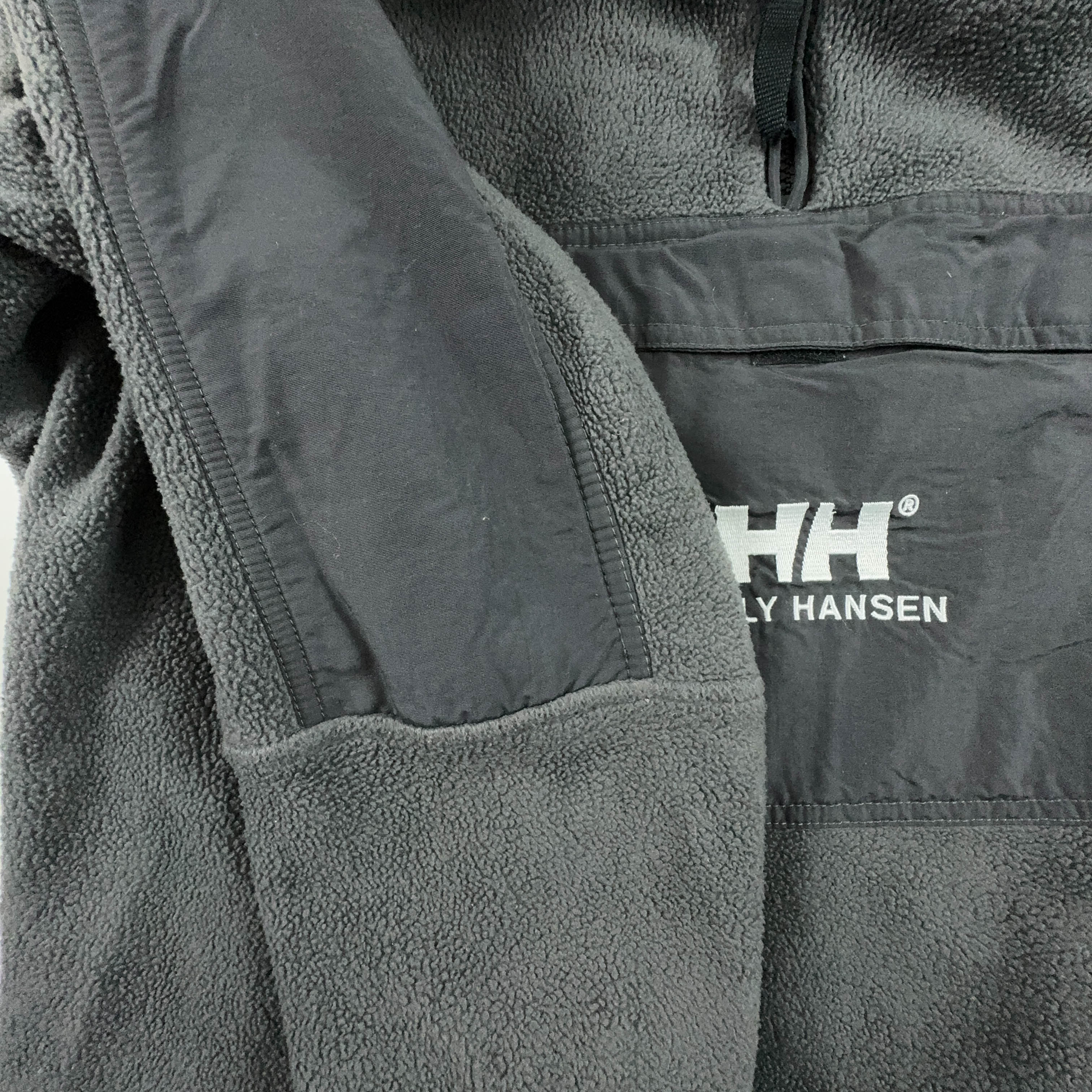 Pile Helly Hansen Vintage grigio quarter zip con tasca frontale e ricami double knee - Taglia S/M uomo