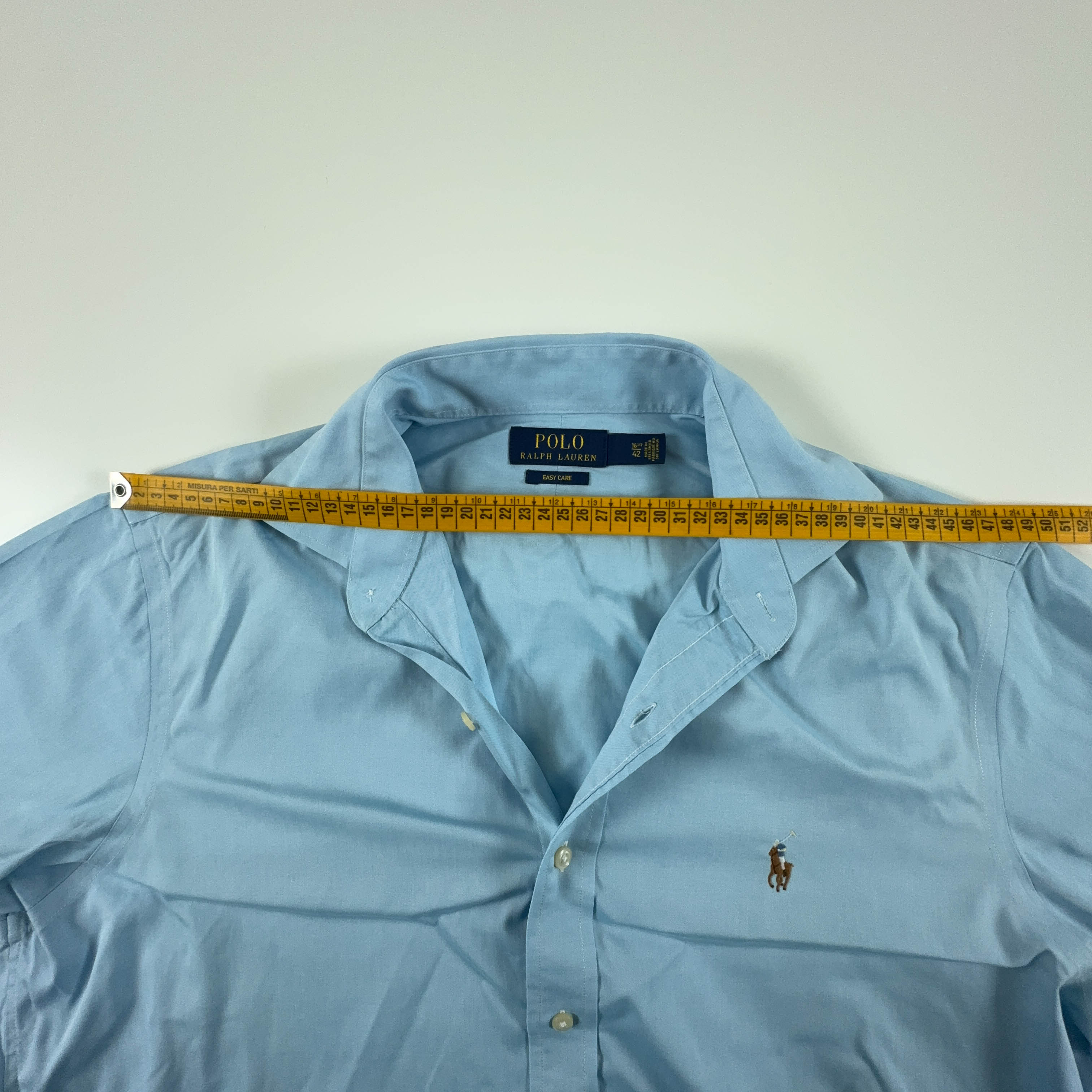 Camicia Ralph Lauren azzurro tinta unita easy care - Taglia 16.5 uomo