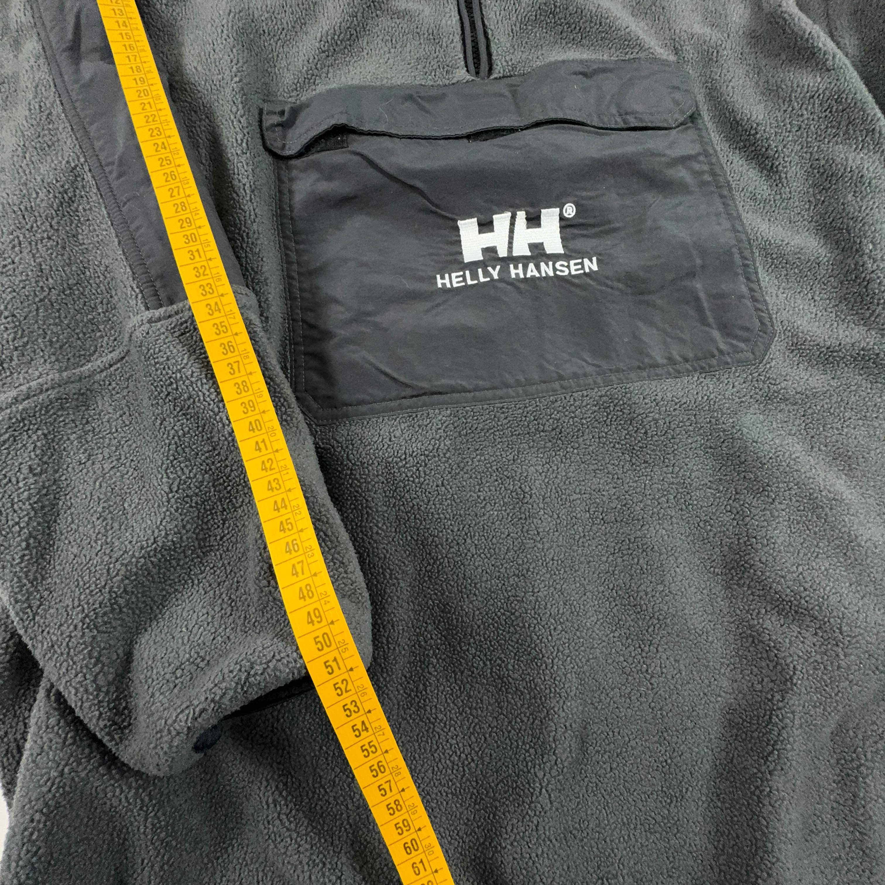 Pile Helly Hansen Vintage grigio quarter zip con tasca frontale e ricami double knee - Taglia S/M uomo