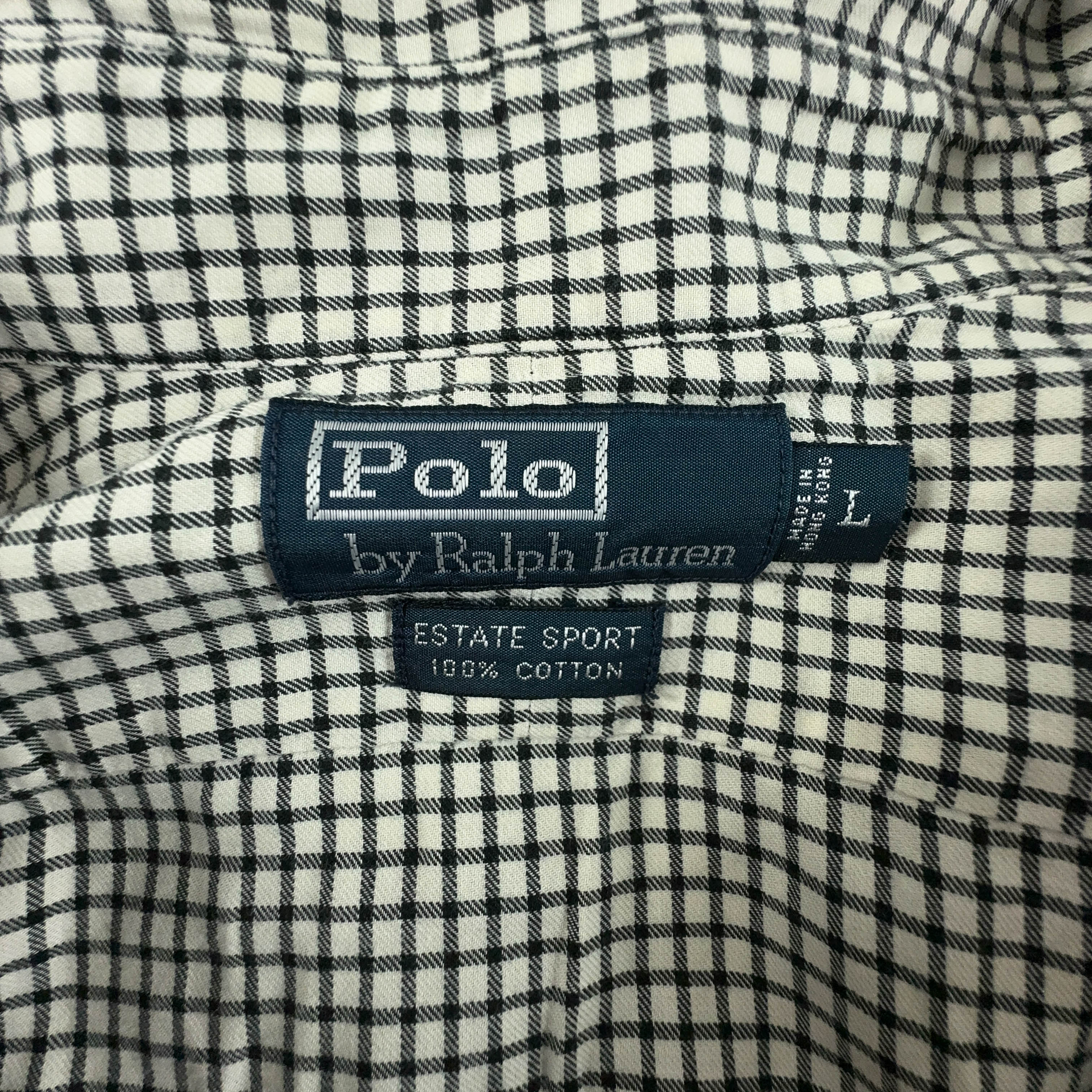 Camicia Ralph Lauren a quadri grigia e bianca - Taglia L uomo