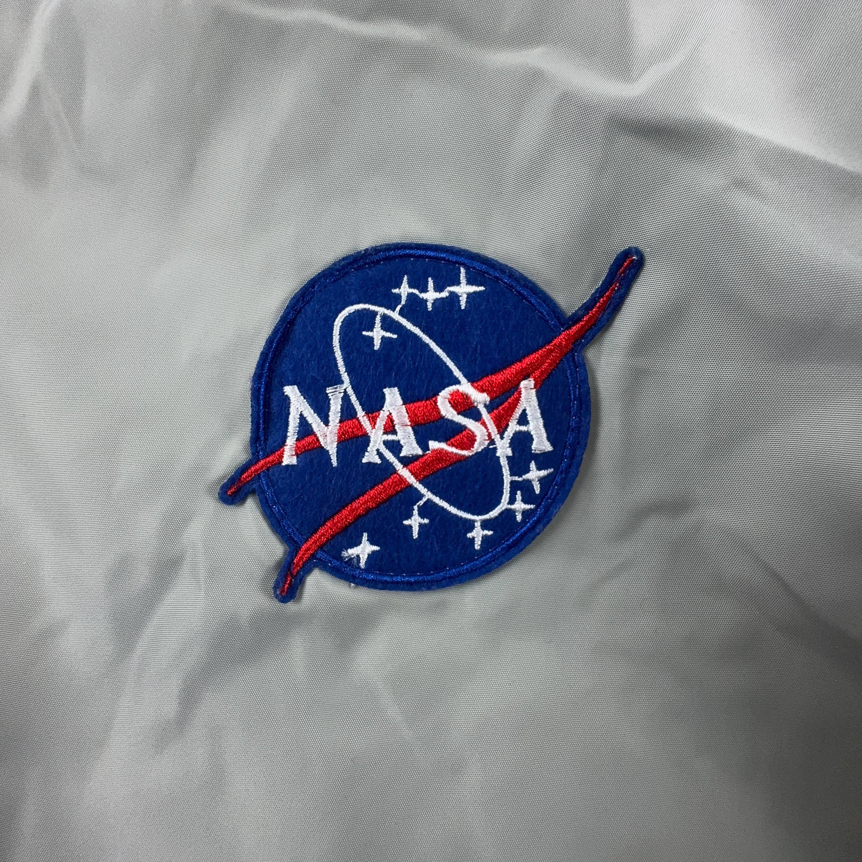 Bomber foderato Nasa grigio con zip stampe e ricamo - Taglia L uomo