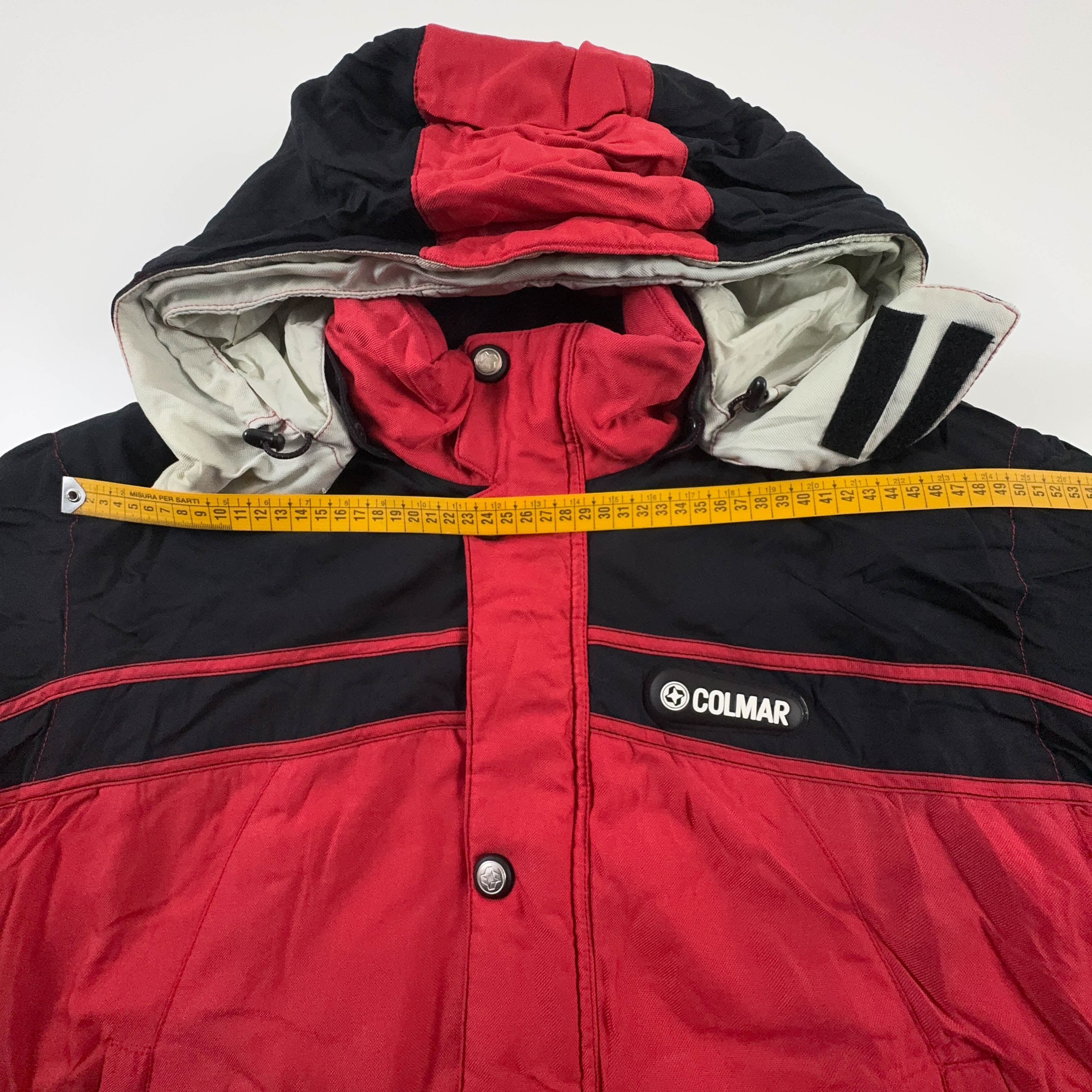 Giacca invernale Colmar Vintage rossa e nera con bottoni e cappuccio anni 00 - Taglia 52 uomo