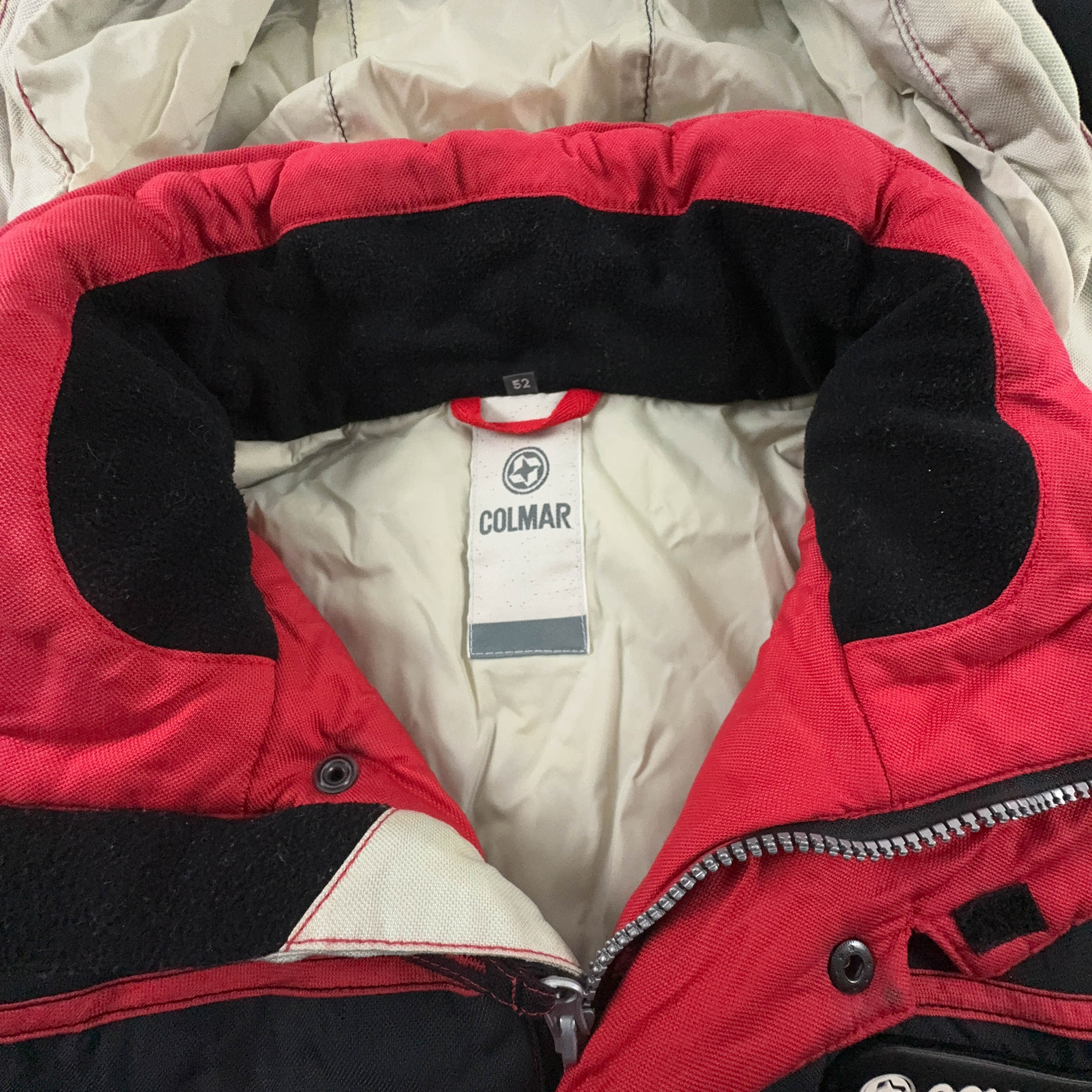 Giacca invernale Colmar Vintage rossa e nera con bottoni e cappuccio anni 00 - Taglia 52 uomo