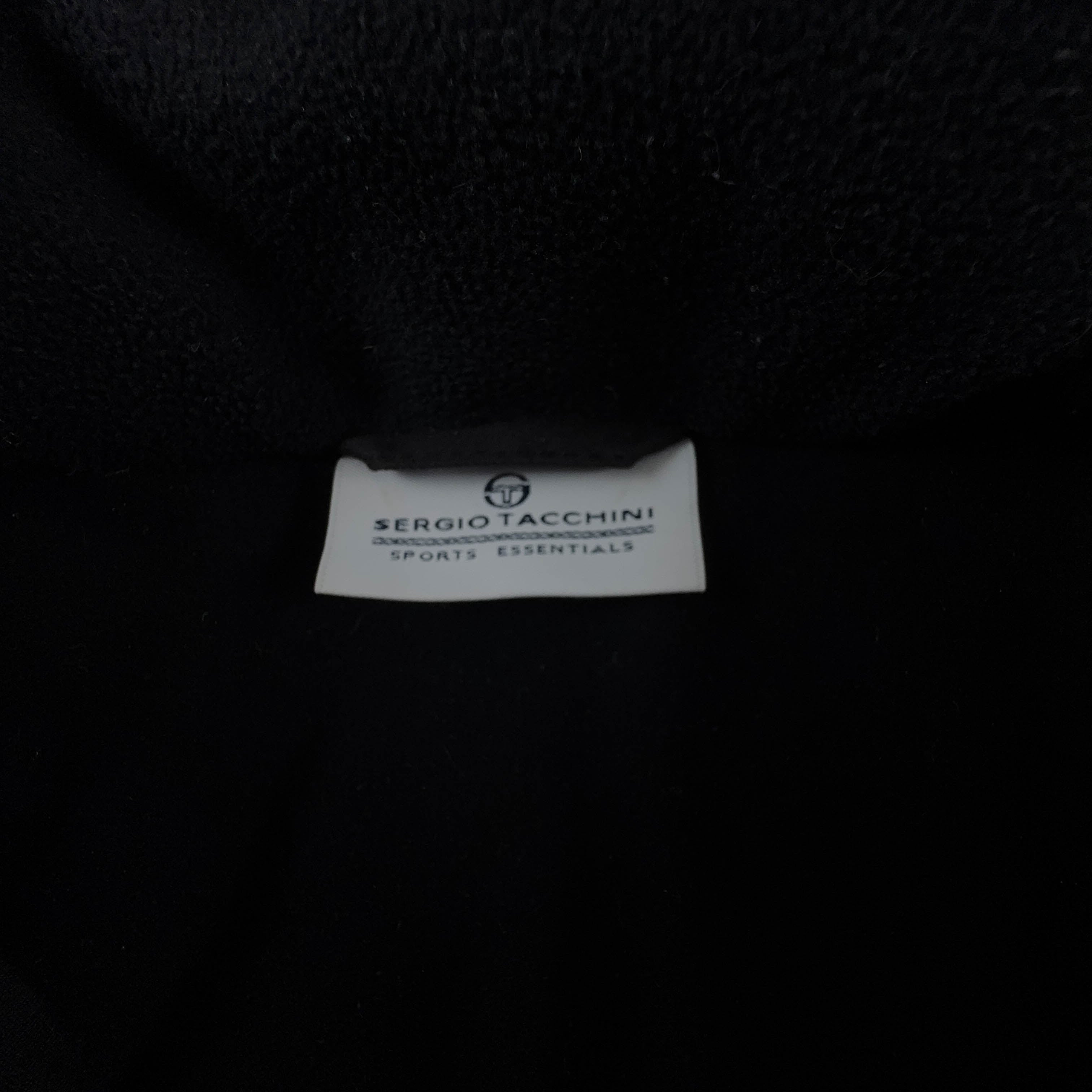 Giacca invernale Sergio Tacchini Vintage nera e bianca con tasche e zip anni 00 - Taglia L uomo