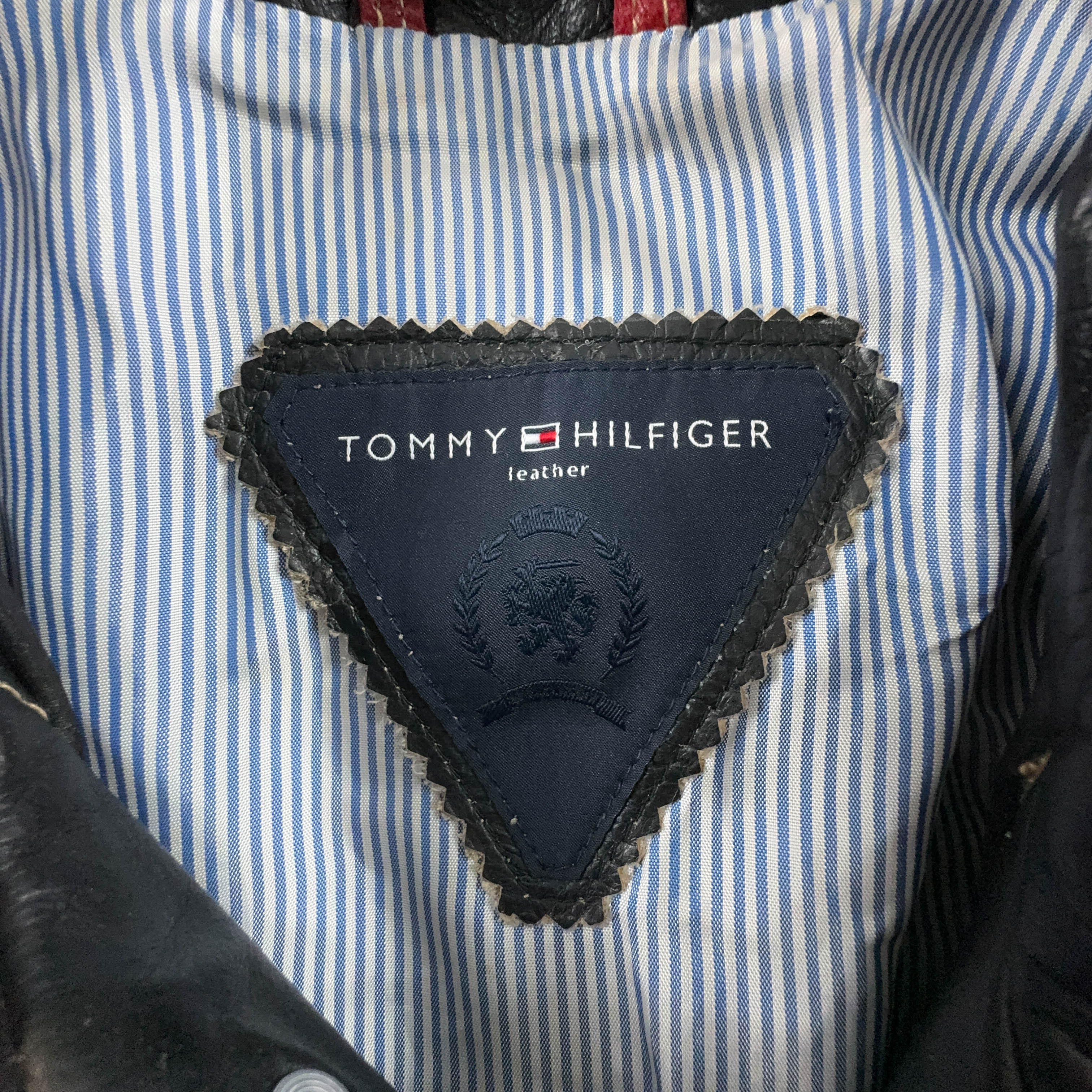 Giacca in vera pelle Tommy Hilfiger Vintage nera con bottoni bianchi - Taglia 50 uomo