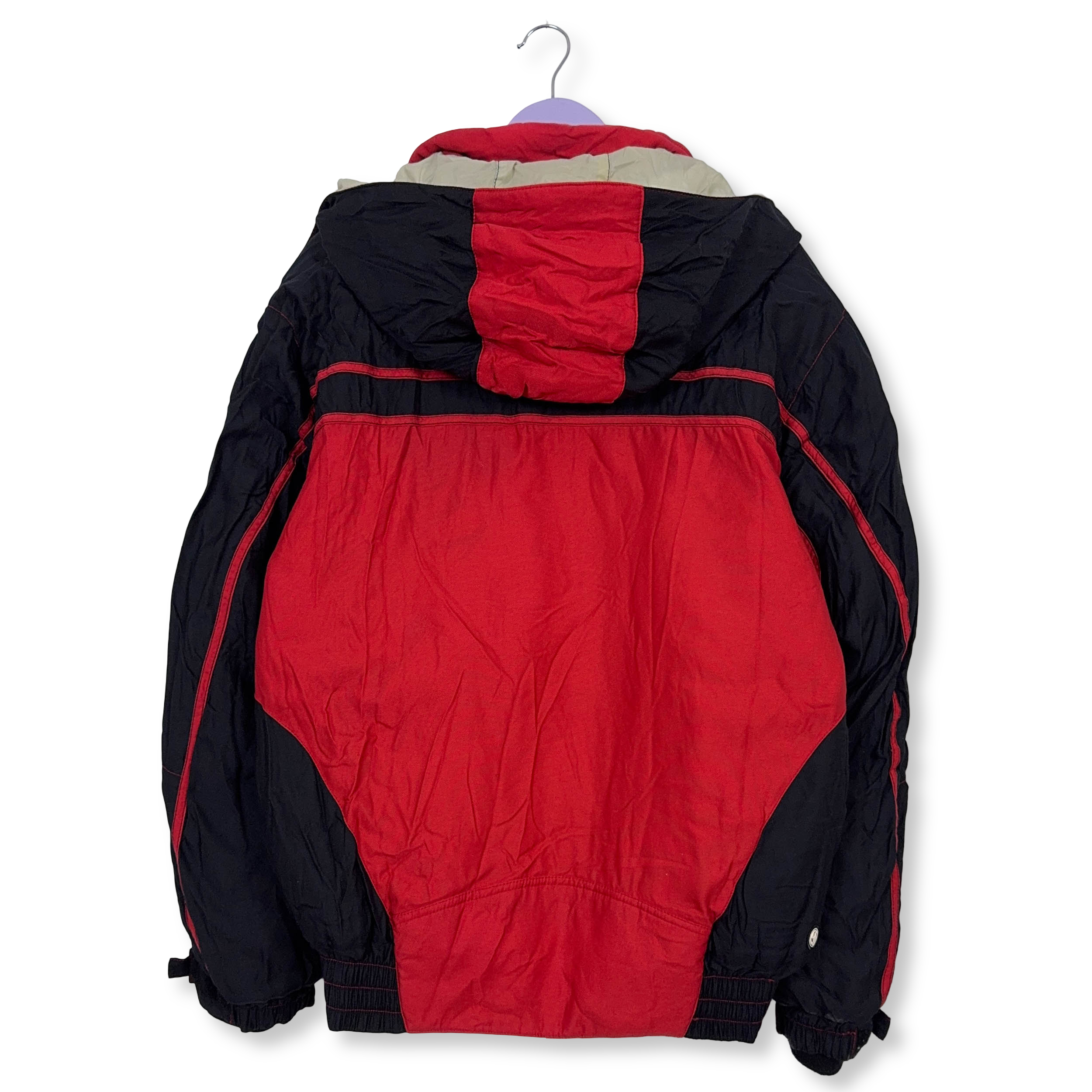 Giacca invernale Colmar Vintage rossa e nera con bottoni e cappuccio anni 00 - Taglia 52 uomo