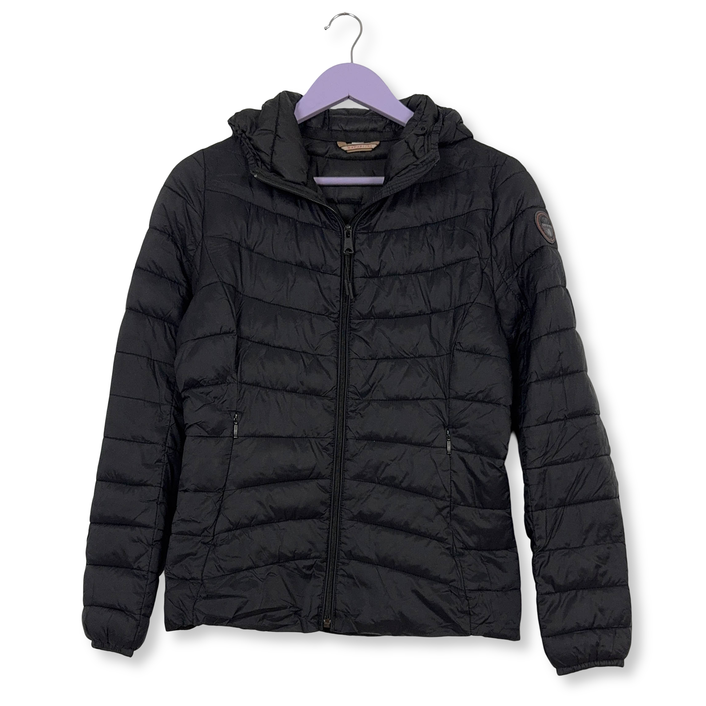 Giubbotto leggero Napapijri nero con zip e cappuccio - Taglia S donna