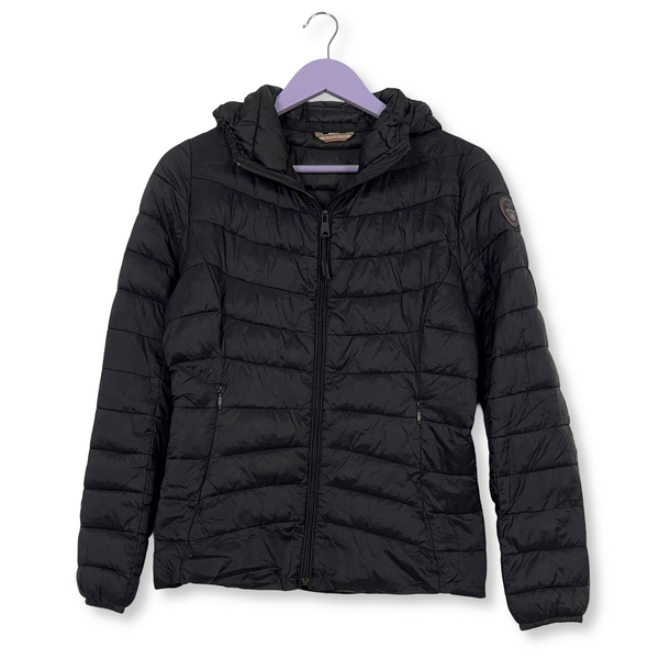 Giubbotto leggero Napapijri nero con zip e cappuccio - Taglia S donna