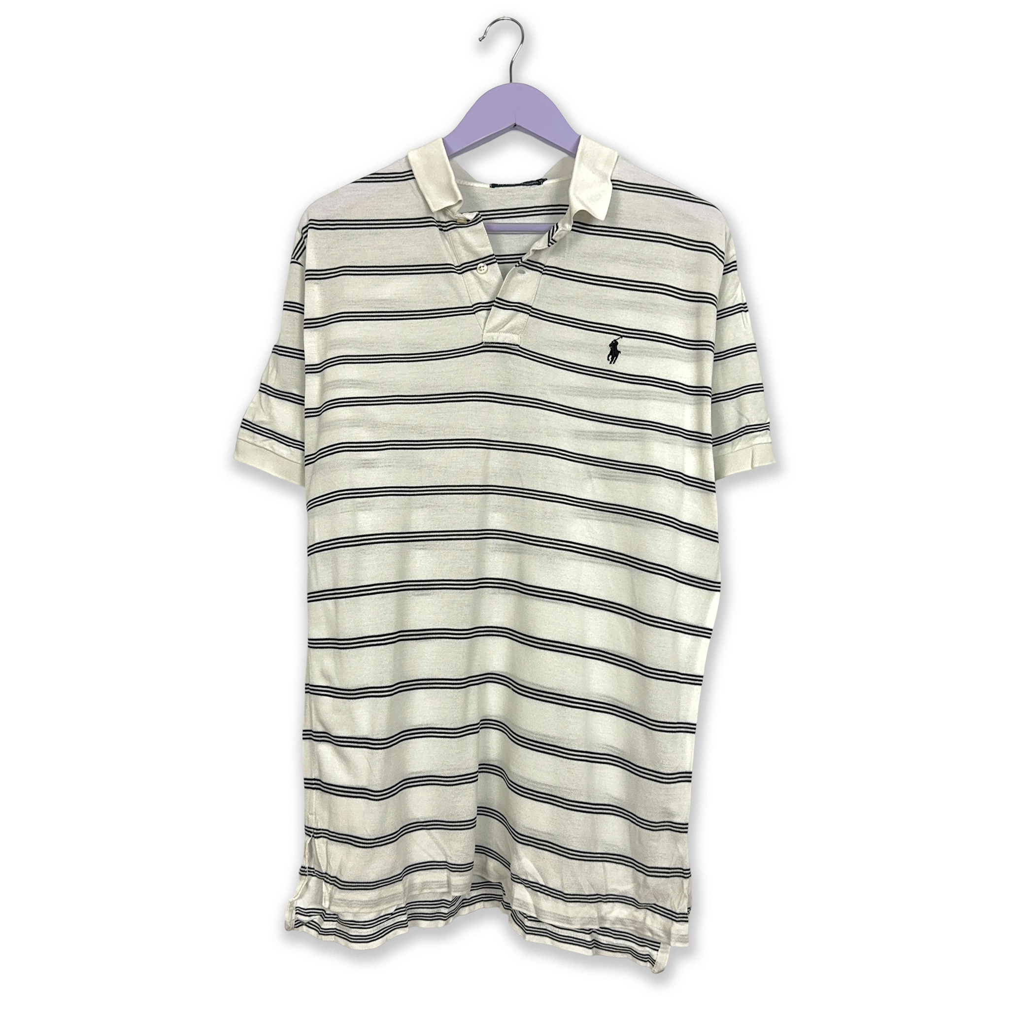 Polo Ralph Lauren White Black Stripes - Size L/XL Men