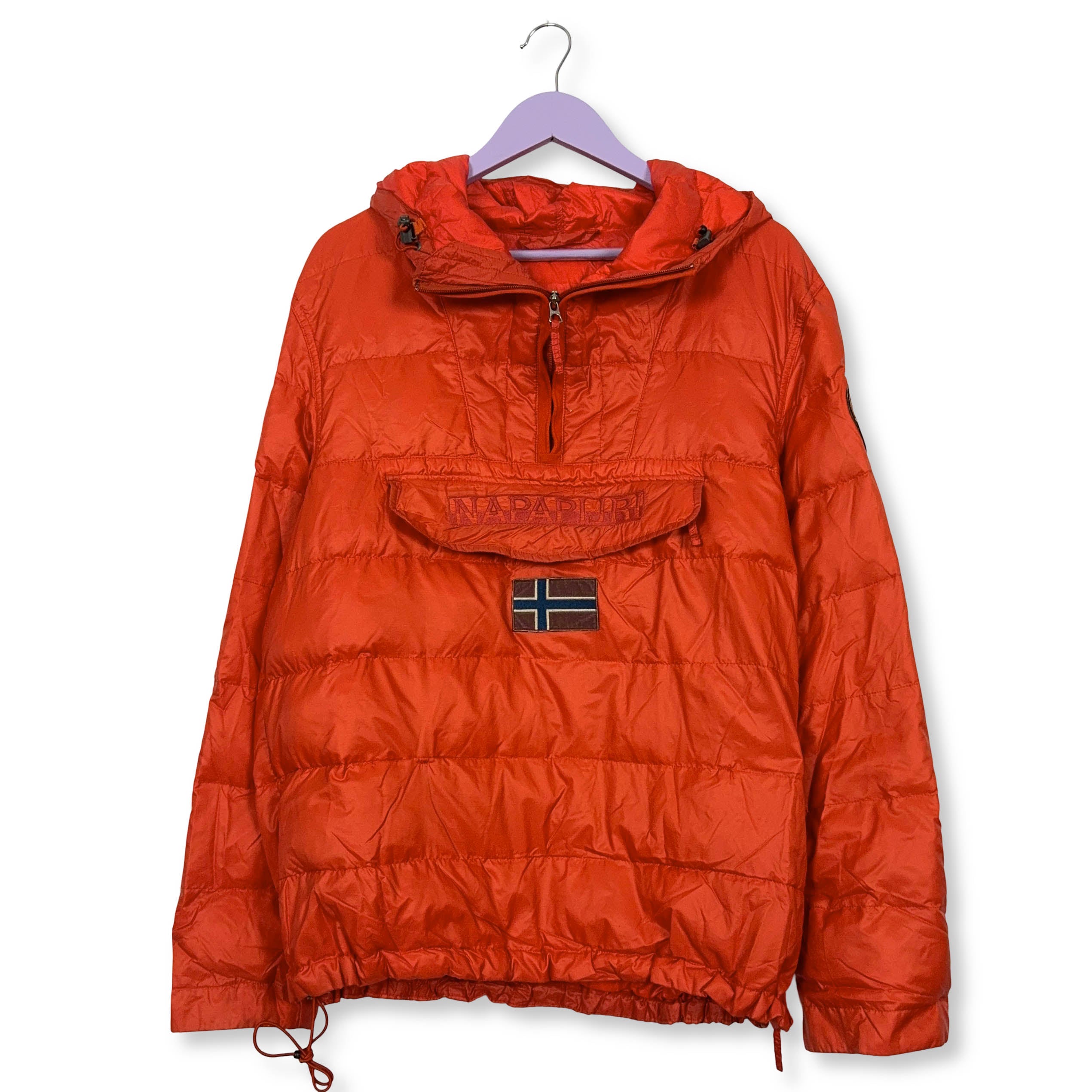 Giubbotto Napapijri arancione con tasca frontale e cappuccio - Taglia L uomo
