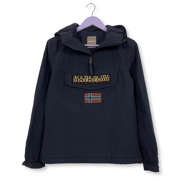 Giubbotto invernale Napapijri blu scura con tasca frontale e cappuccio - Taglia S uomo
