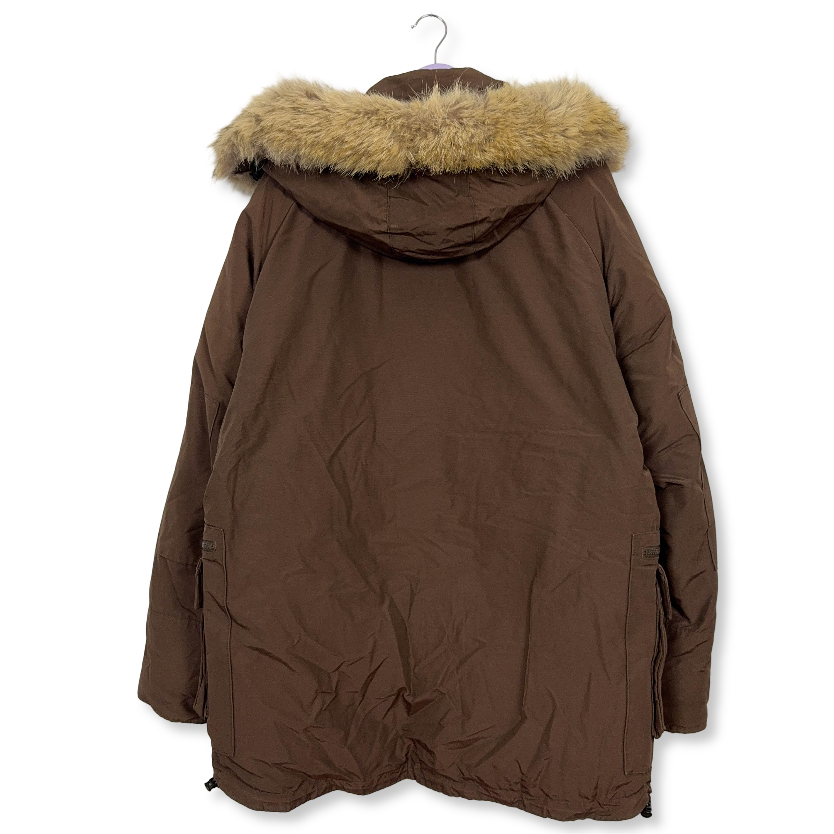 Giubbotto invernale Woolrich marrone con cappuccio e zip - Taglia L uomo