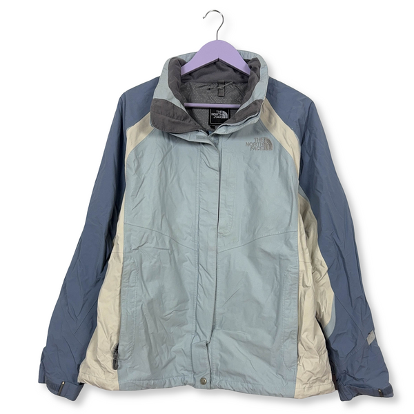 Giacca invernale The North Face Hyvent azzurra e bianca con zip e cappuccio - Taglia M uomo