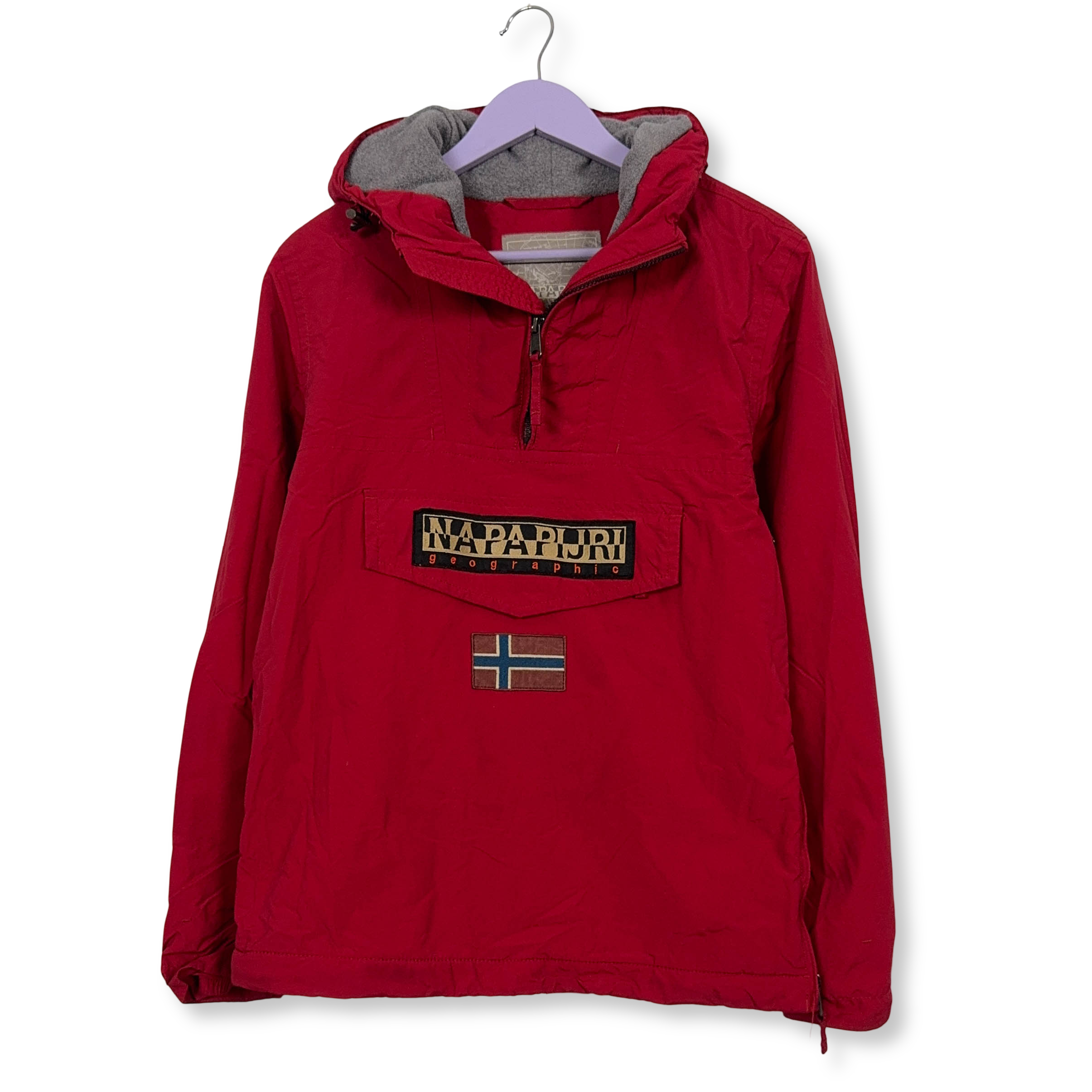 Giubbotto invernale Napapijri rosso con cappuccio e tasca frontale - Taglia XS uomo