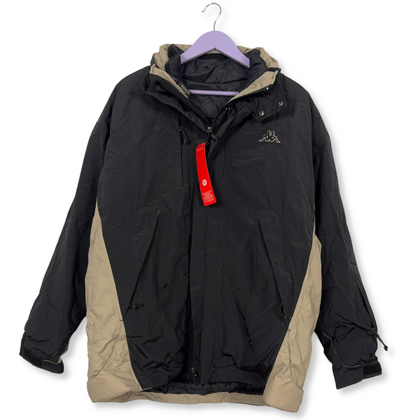 Giacca invernale Kappa con Pile interno removibile nera e crema - Taglia M/L uomo