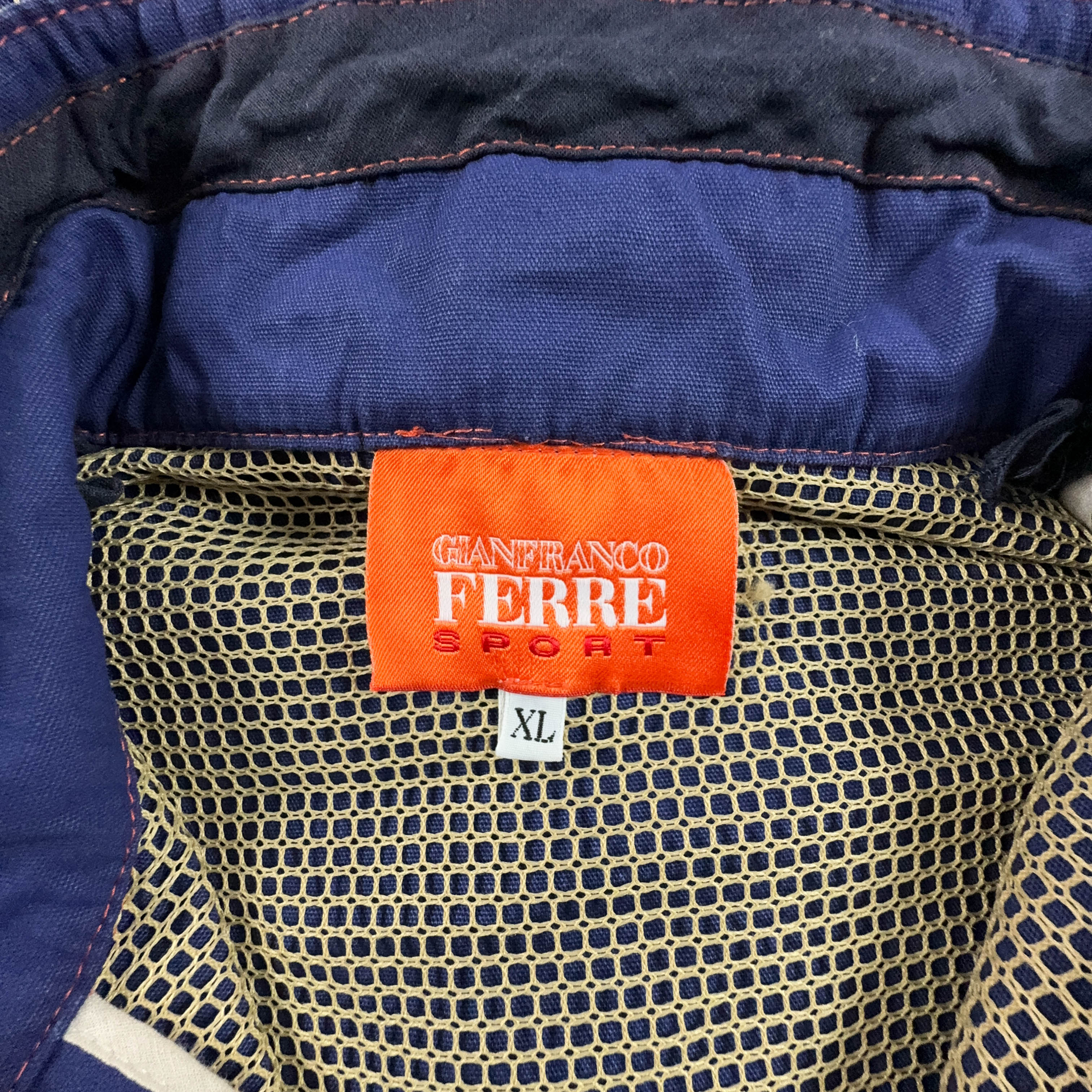 Giacca Gianfranco Ferrè Vintage blu con dettagli arancioni - Taglia XL uomo