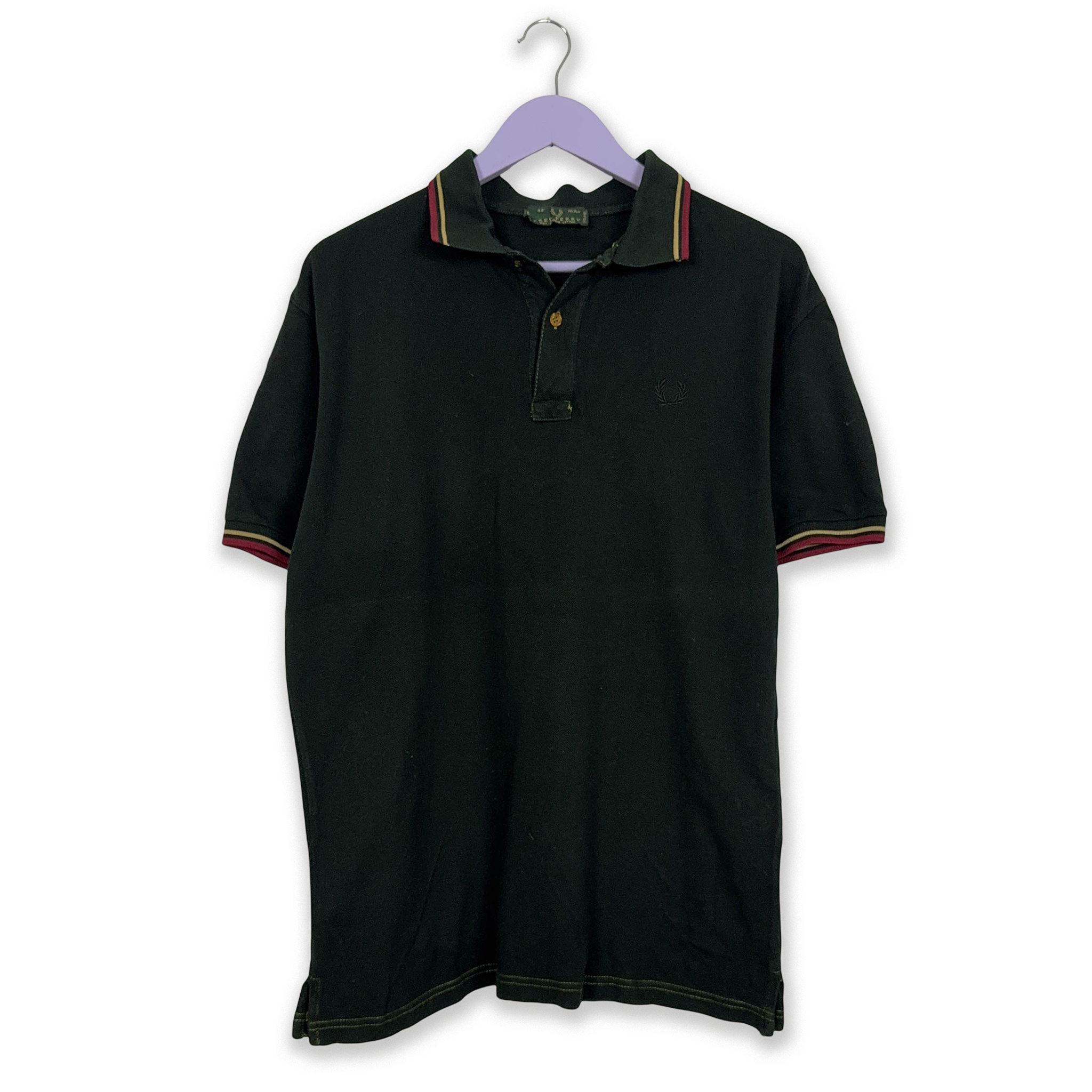 Fred Perry Polo Shirt Black Solid - Size 42