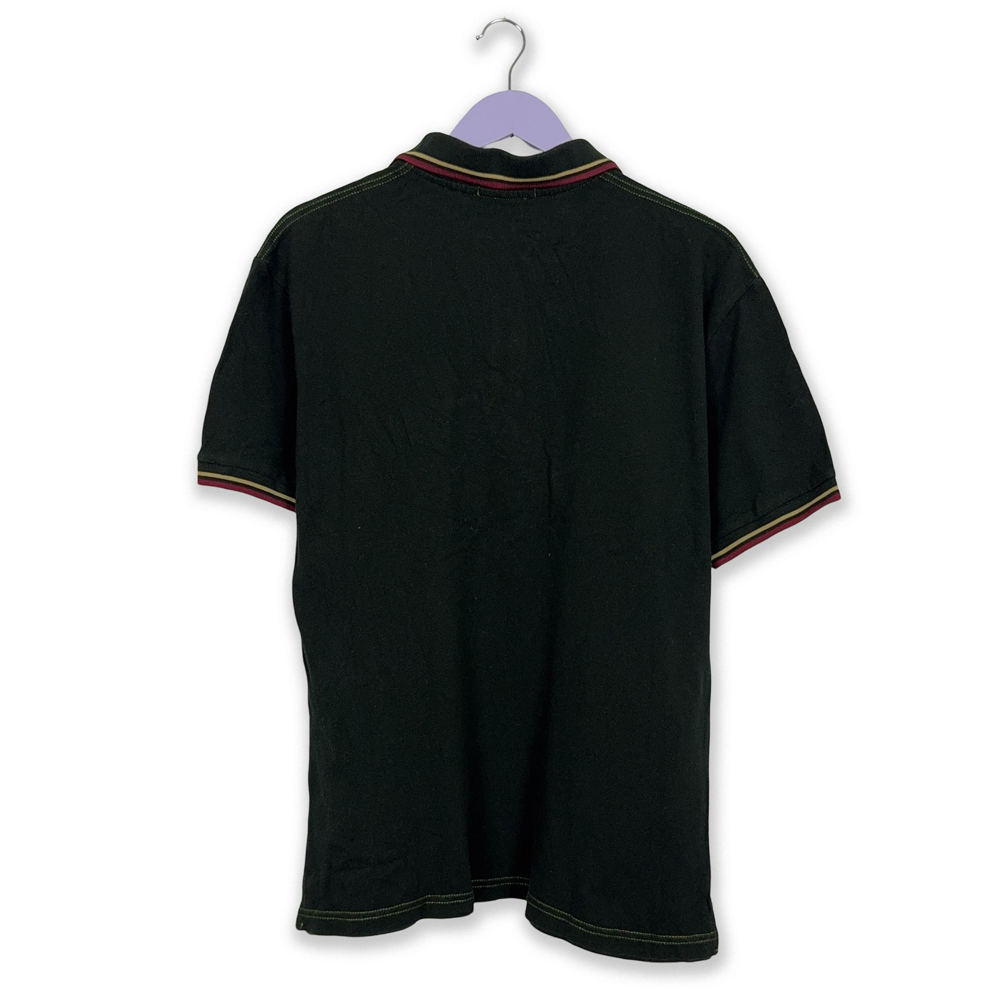 Fred Perry Polo Shirt Black Solid Size 42