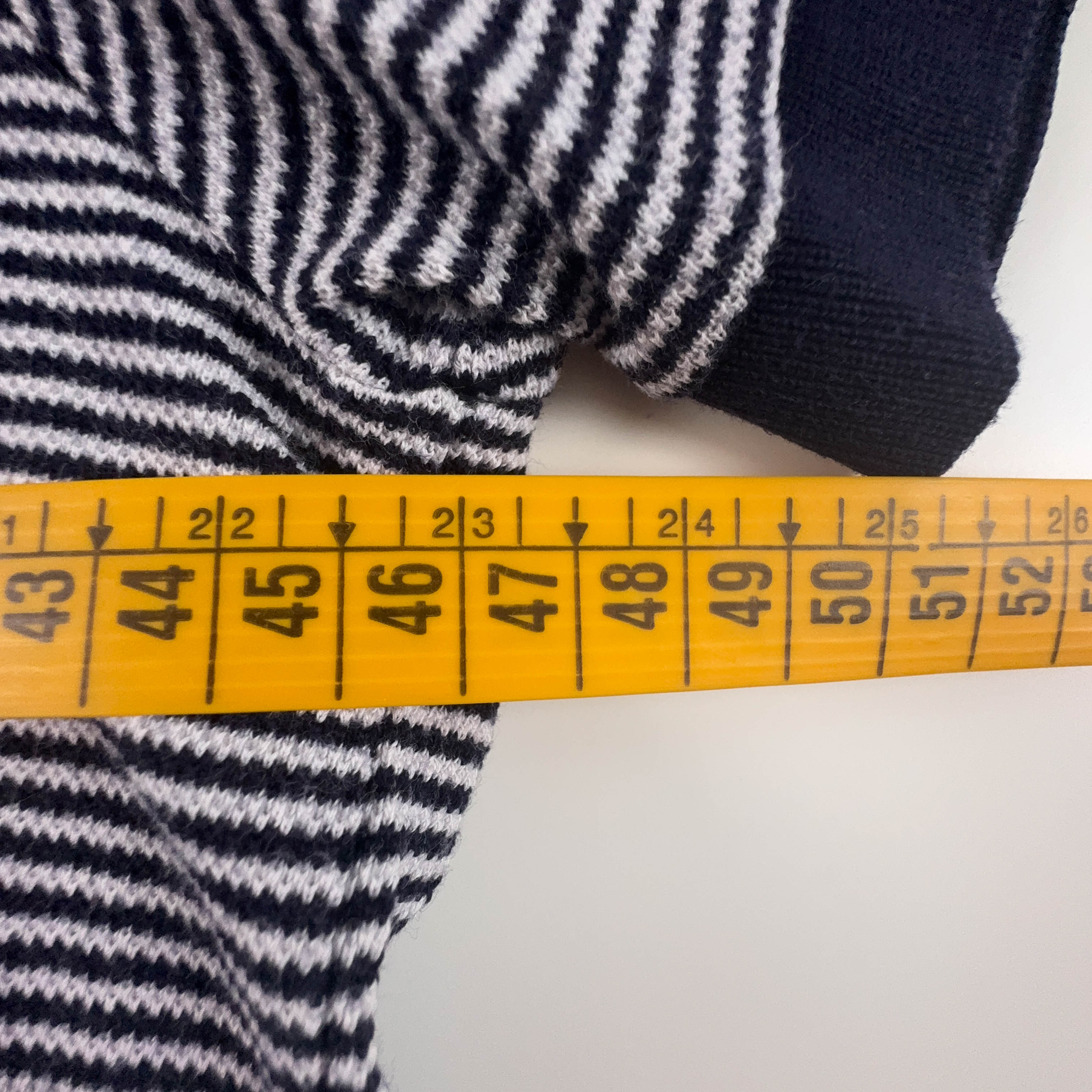 Lacoste Polo Shirt in White and Dark Blue Stripes - Men's Size 5