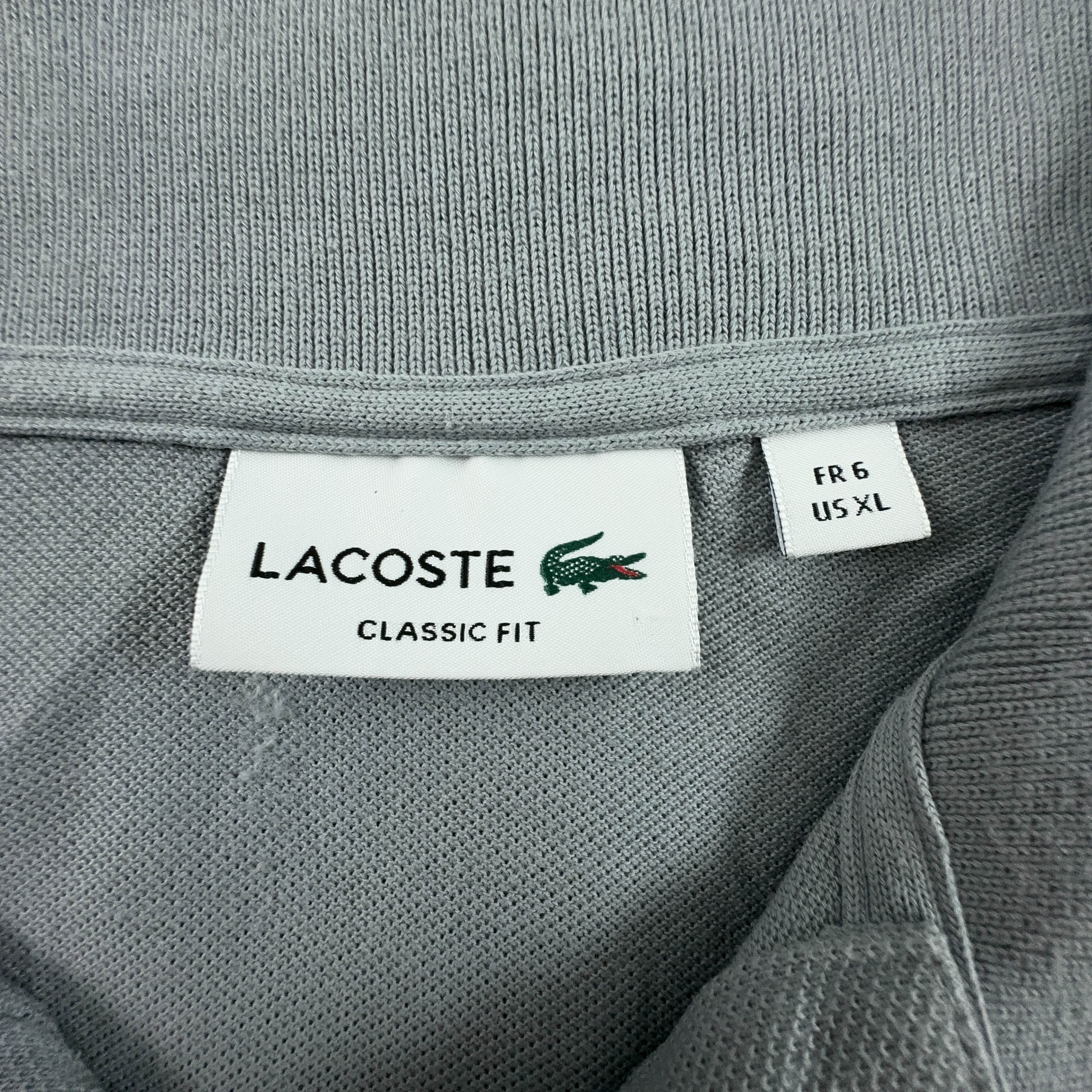Lacoste Polo Shirt Solid Grey - Size 6 Men