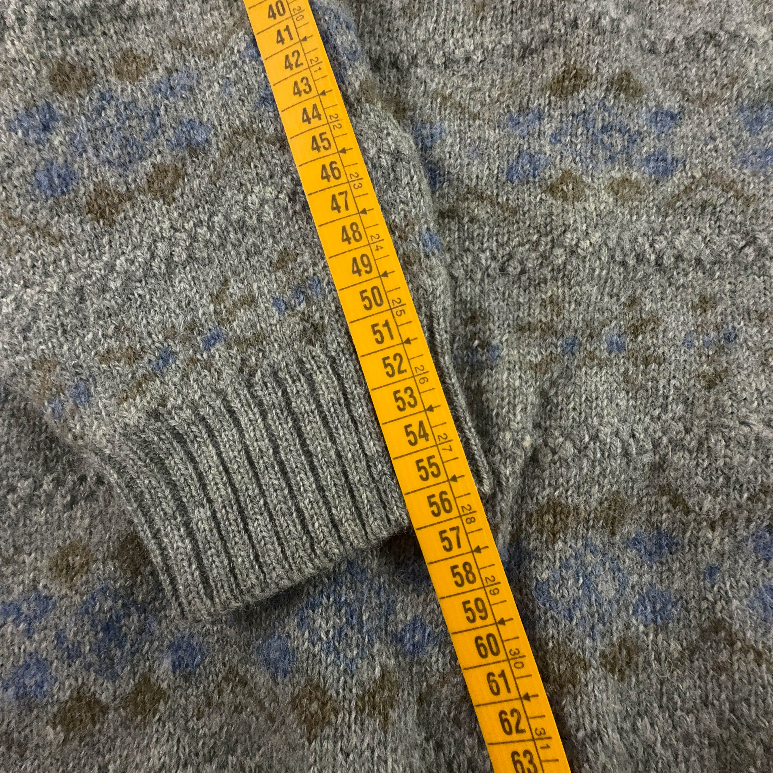 Maglione Vintage verde girocollo a fantasia 100% lana anni 80 90 - Taglia XL uomo