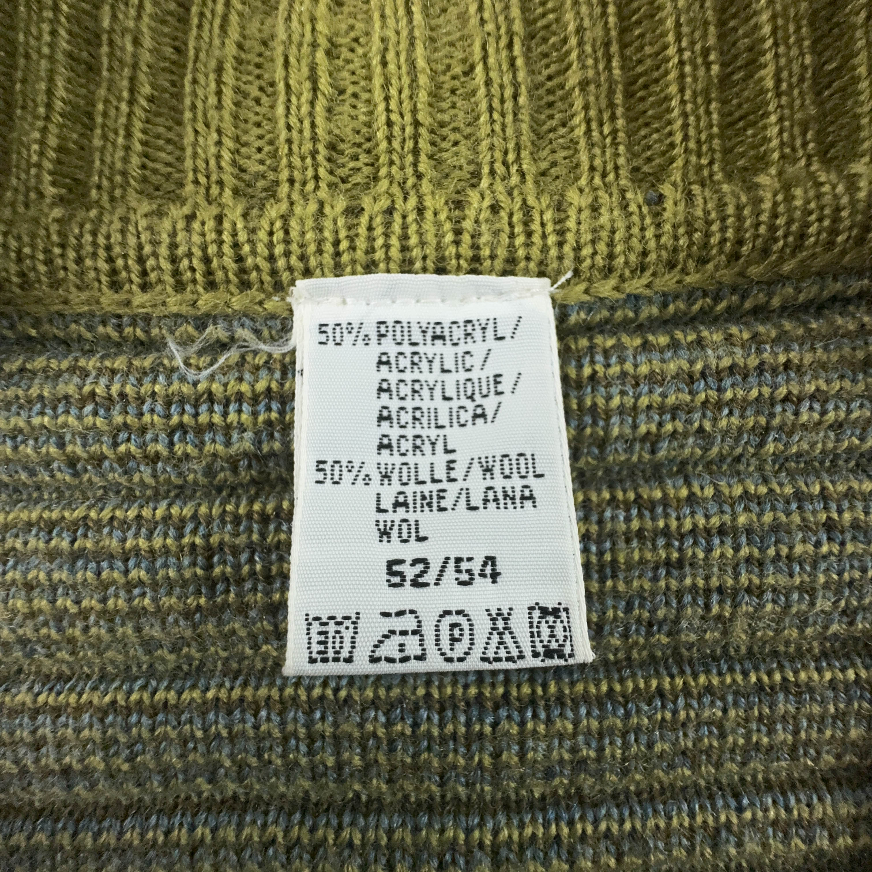 Cardigan Vintage verde geometrico 50% lana anni 80 90 - Taglia 52/54 uomo