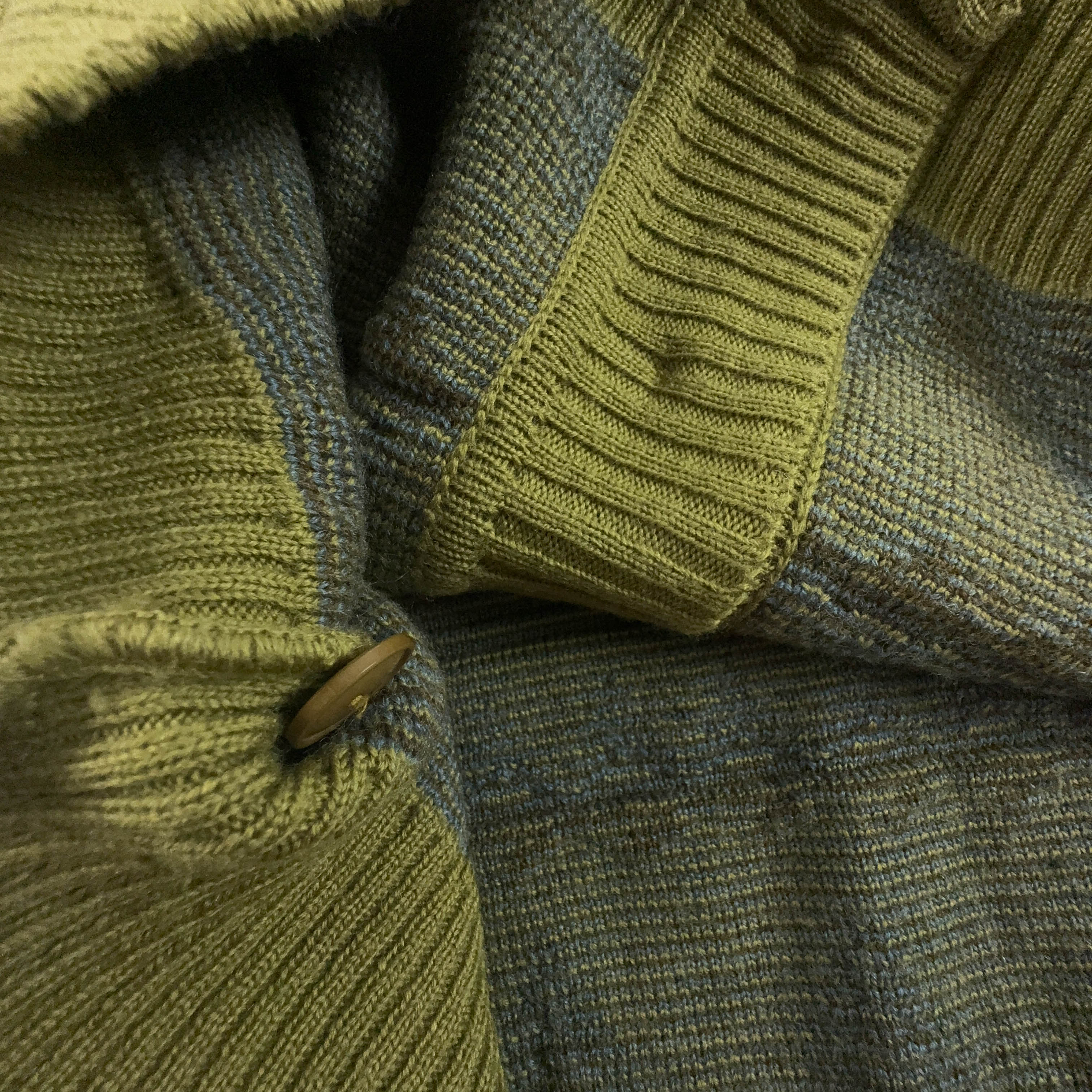 Cardigan Vintage verde geometrico 50% lana anni 80 90 - Taglia 52/54 uomo