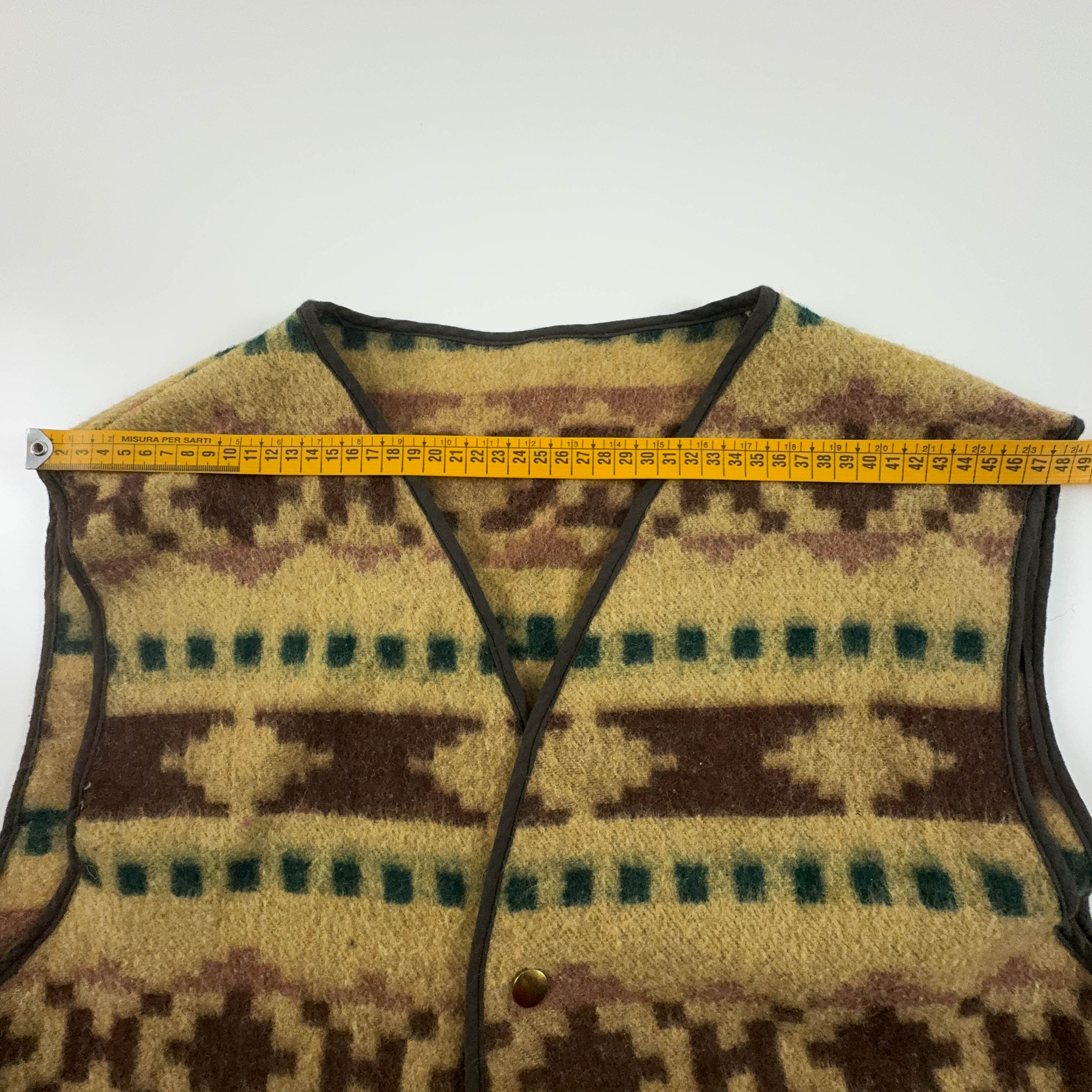 Gilet Vintage misto lana giallo e marrone fantasia anni 80 90 - Taglia M/L uomo