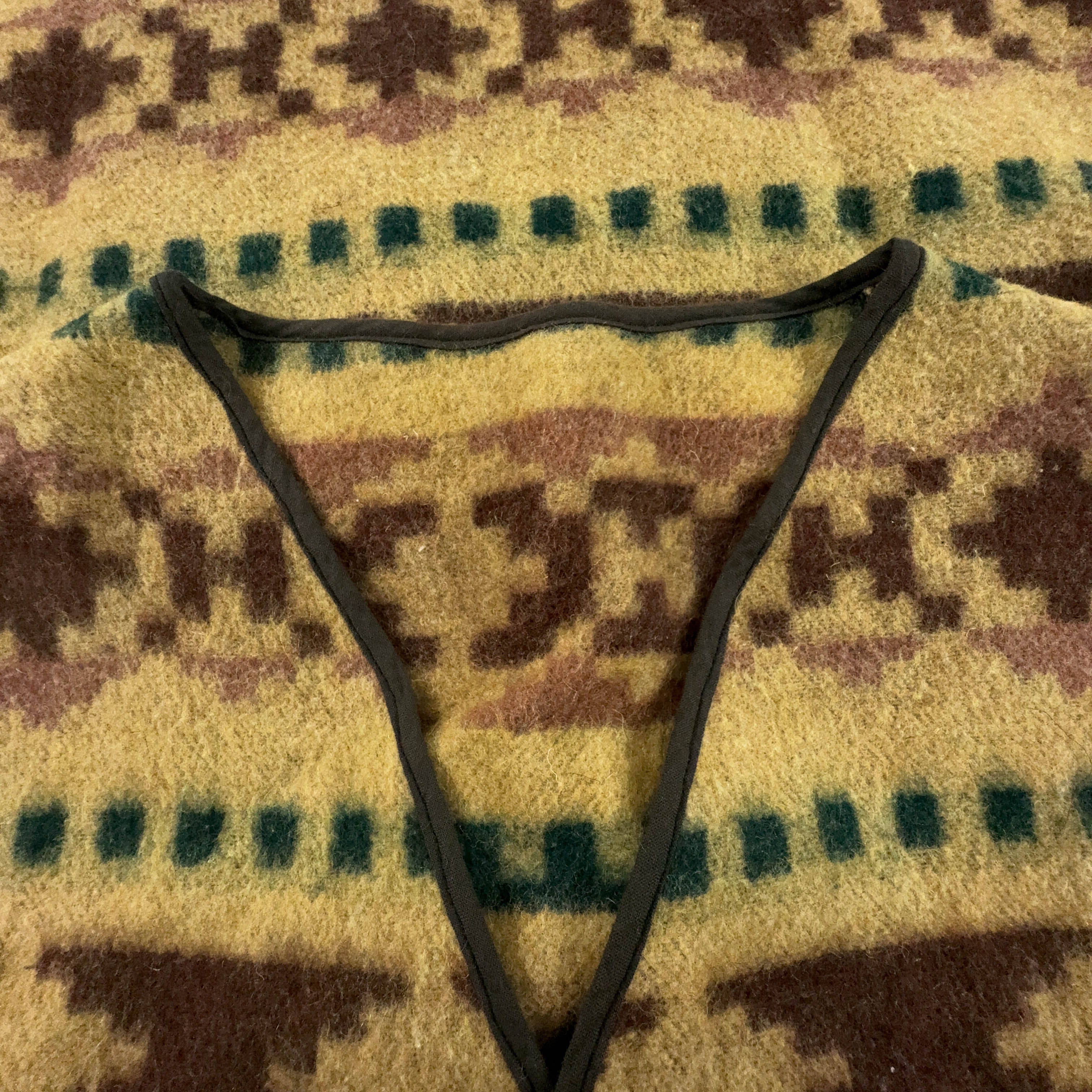 Gilet Vintage misto lana giallo e marrone fantasia anni 80 90 - Taglia M/L uomo