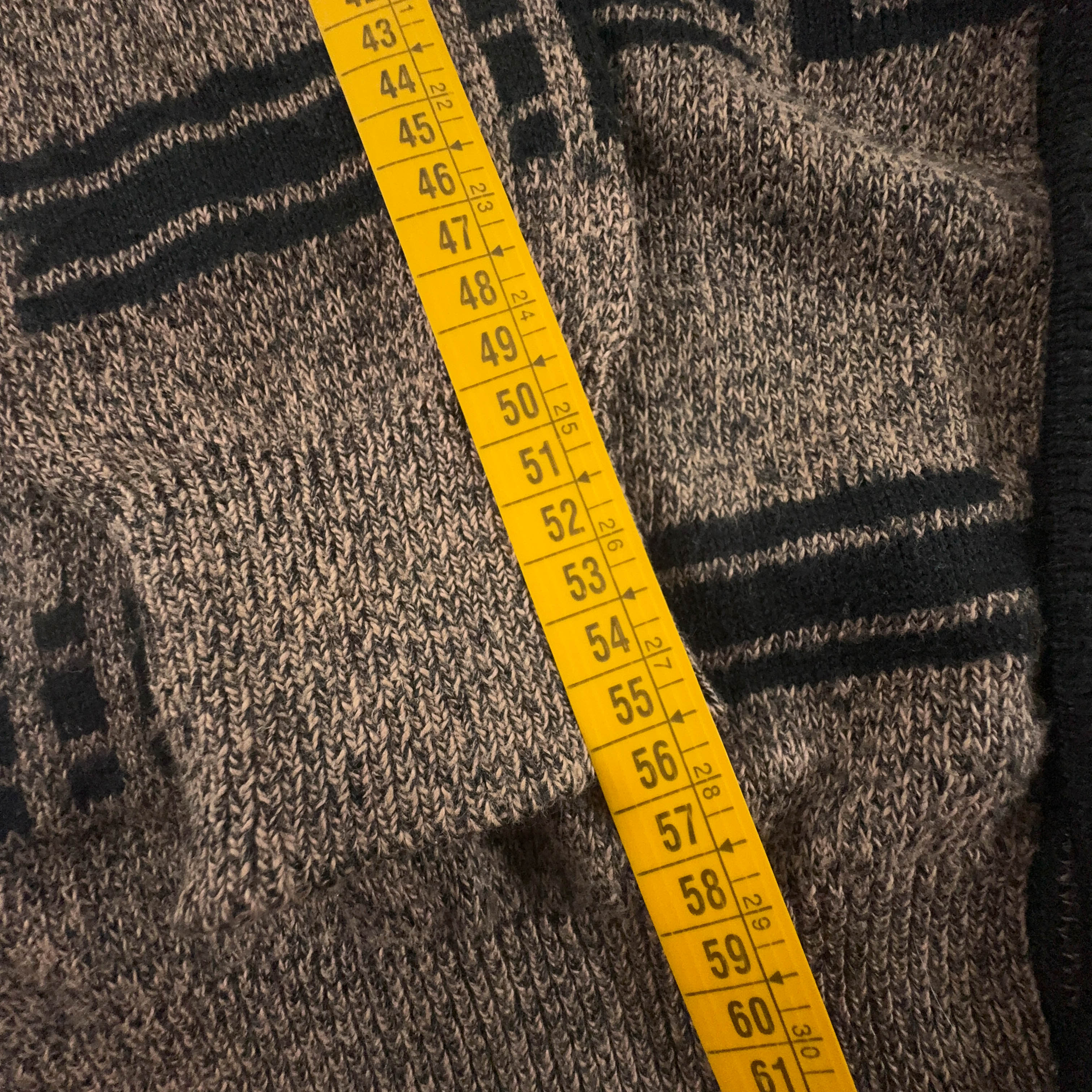 Cardigan Vintage marrone e nero fantasia ricamo anni 80 90 - Taglia 48 uomo