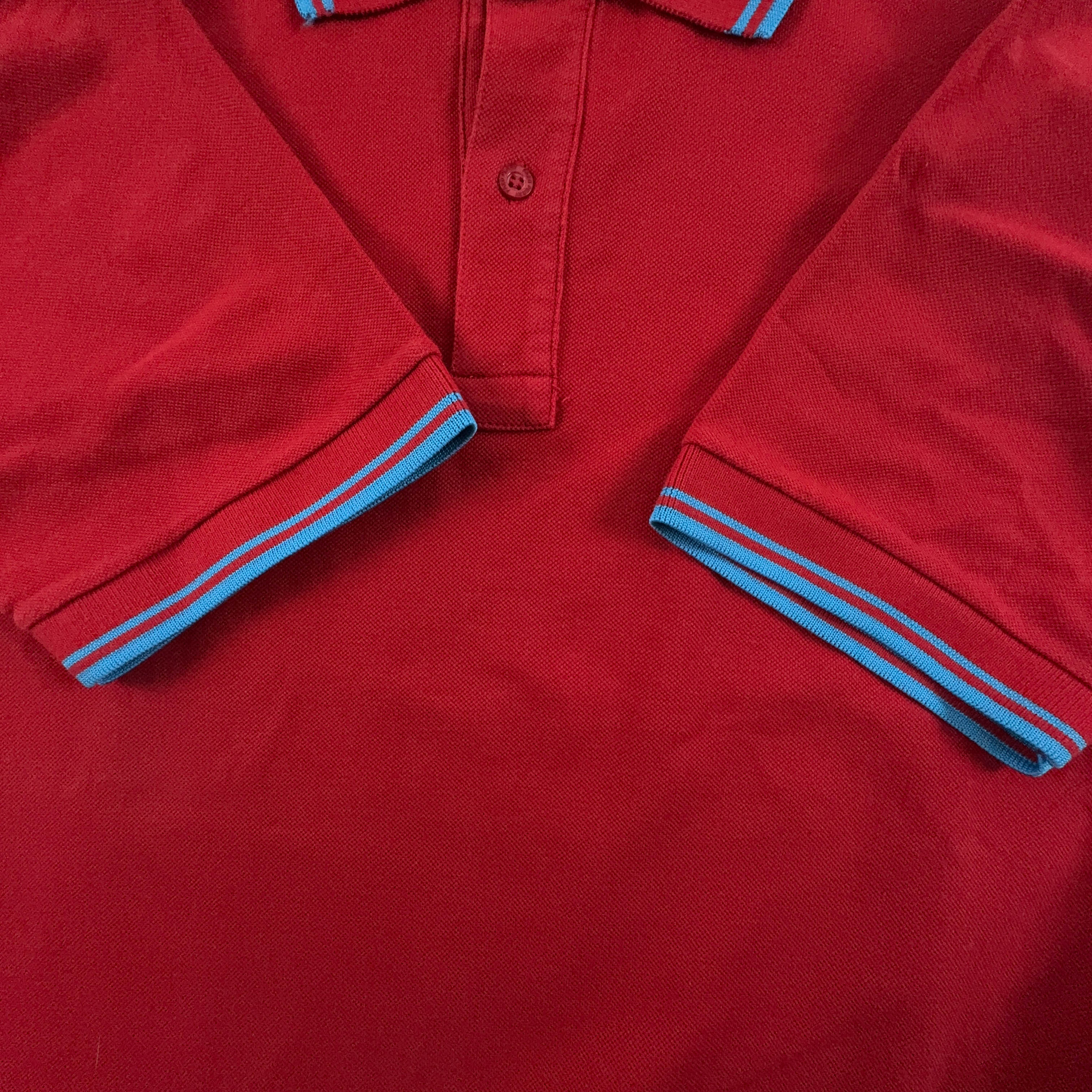 Fred Perry Polo Shirt Red with Blue Details - Size 42