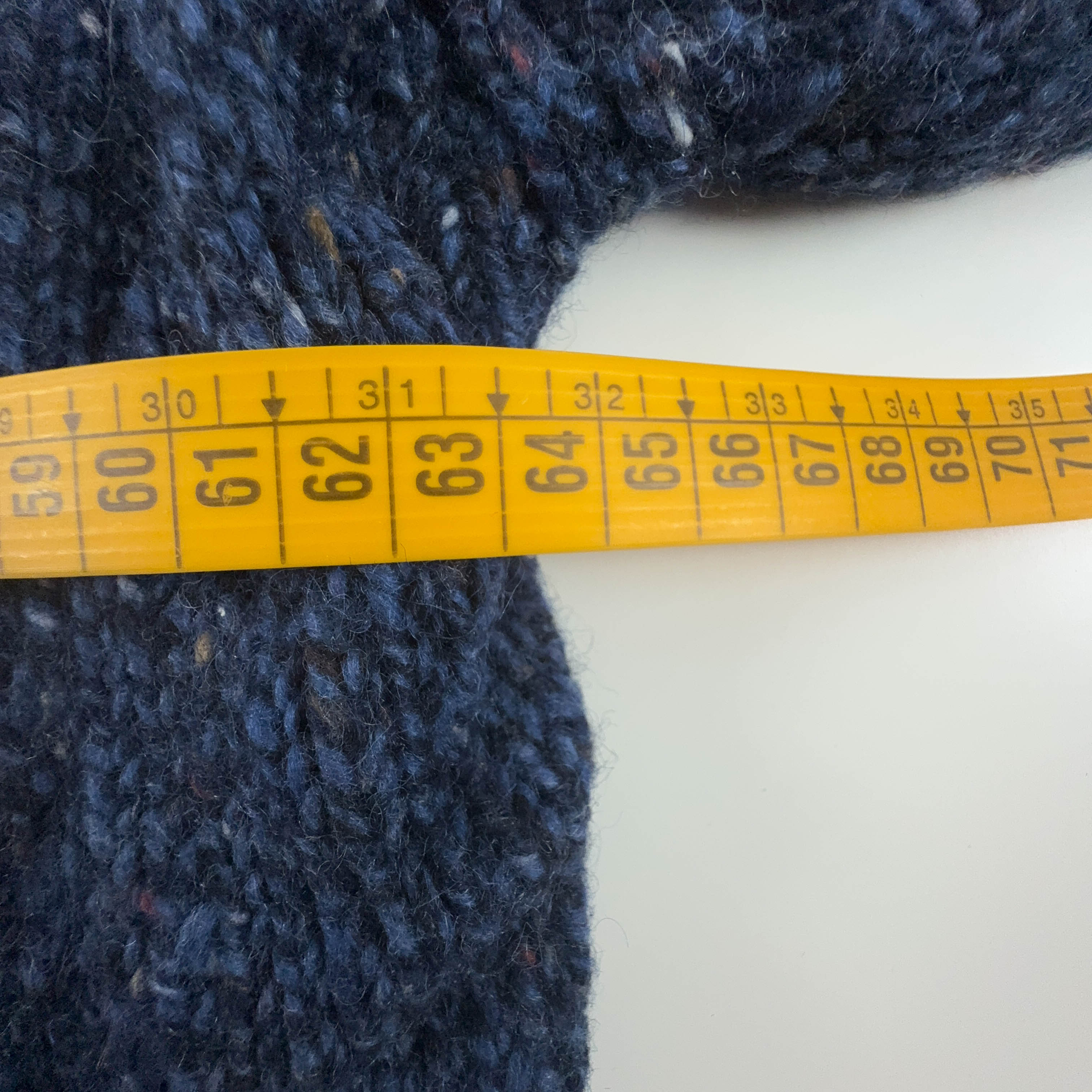 Maglione Vintage blu scuro a girocollo 100% lana vergine - Taglia XL uomo