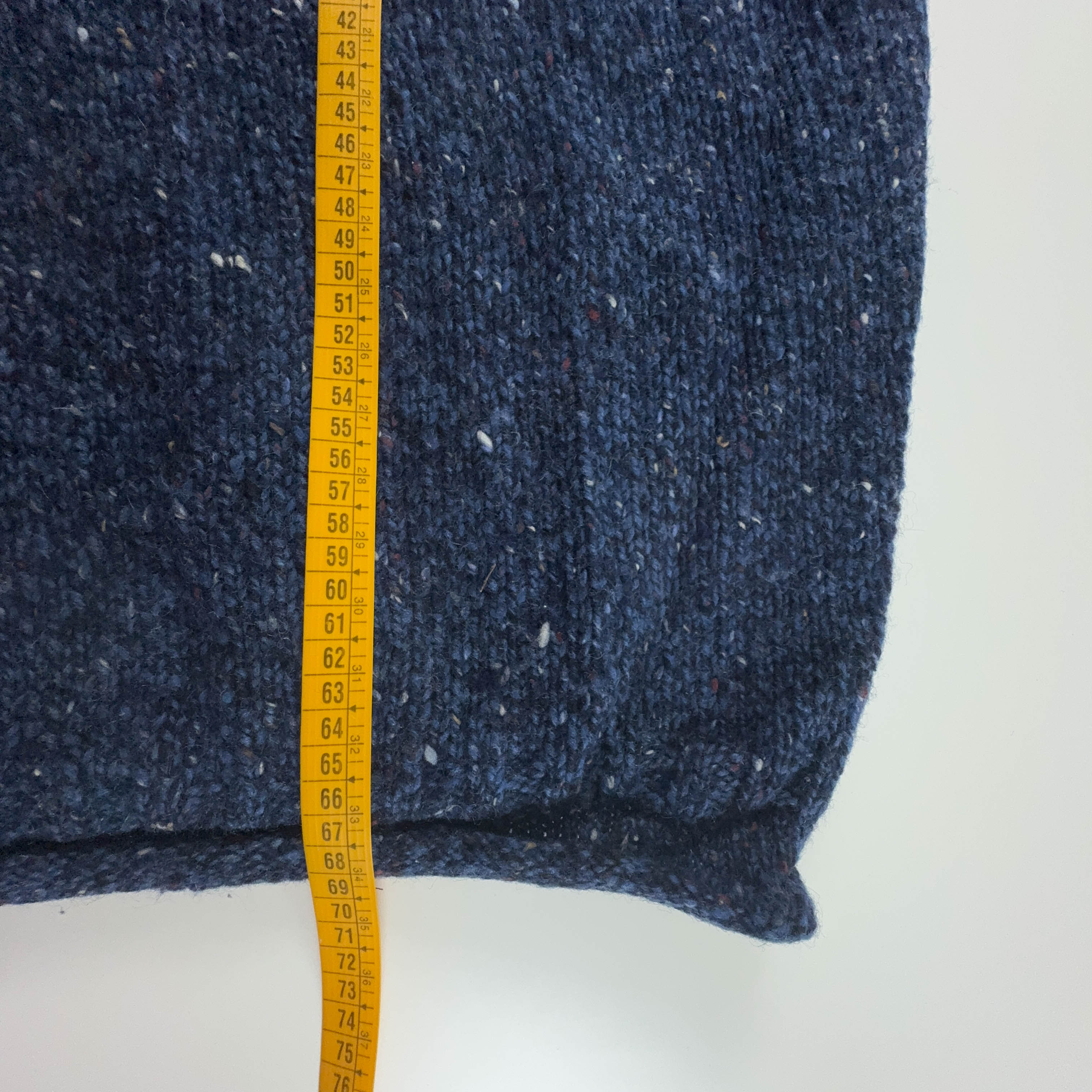 Maglione Vintage blu scuro a girocollo 100% lana vergine - Taglia XL uomo