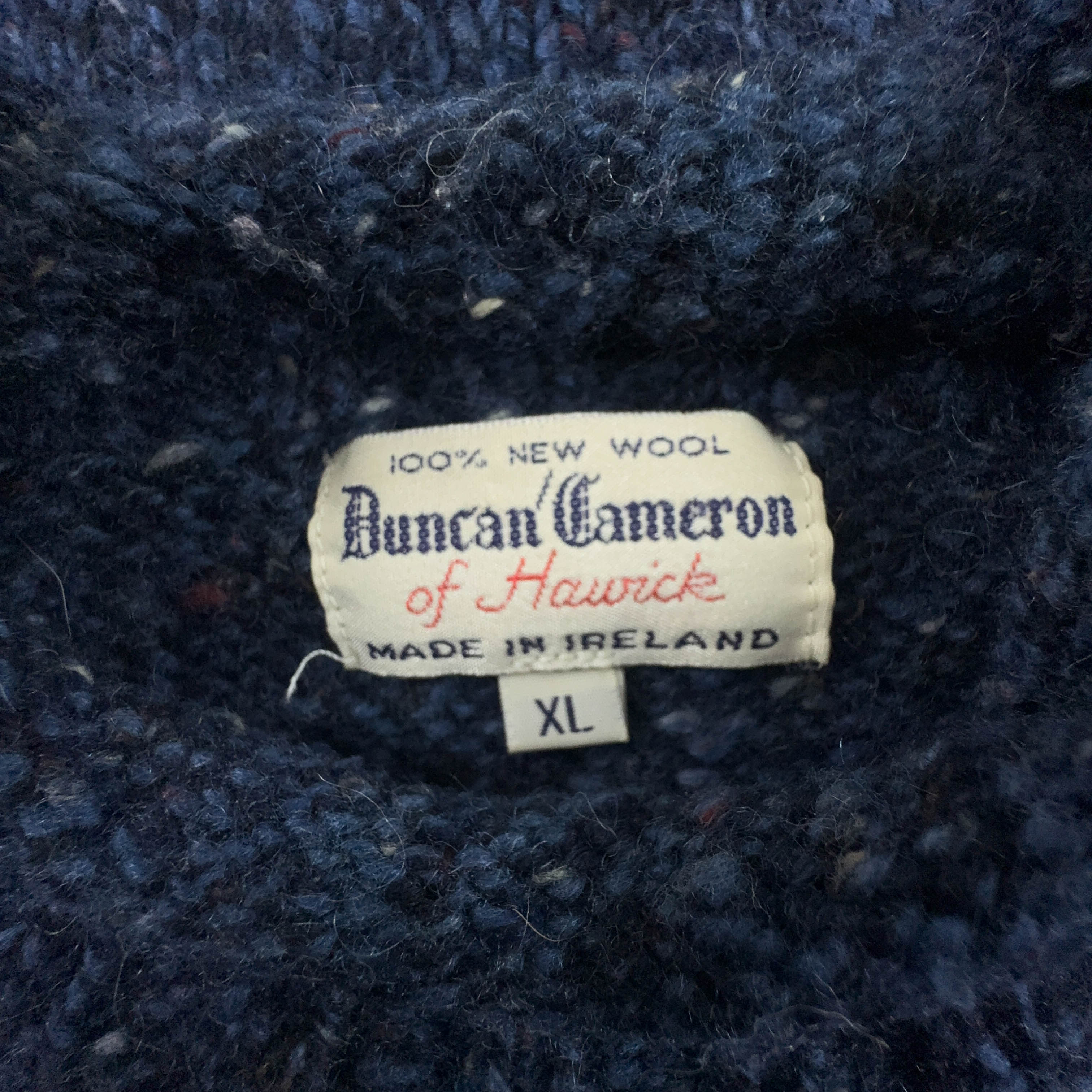 Maglione Vintage blu scuro a girocollo 100% lana vergine - Taglia XL uomo