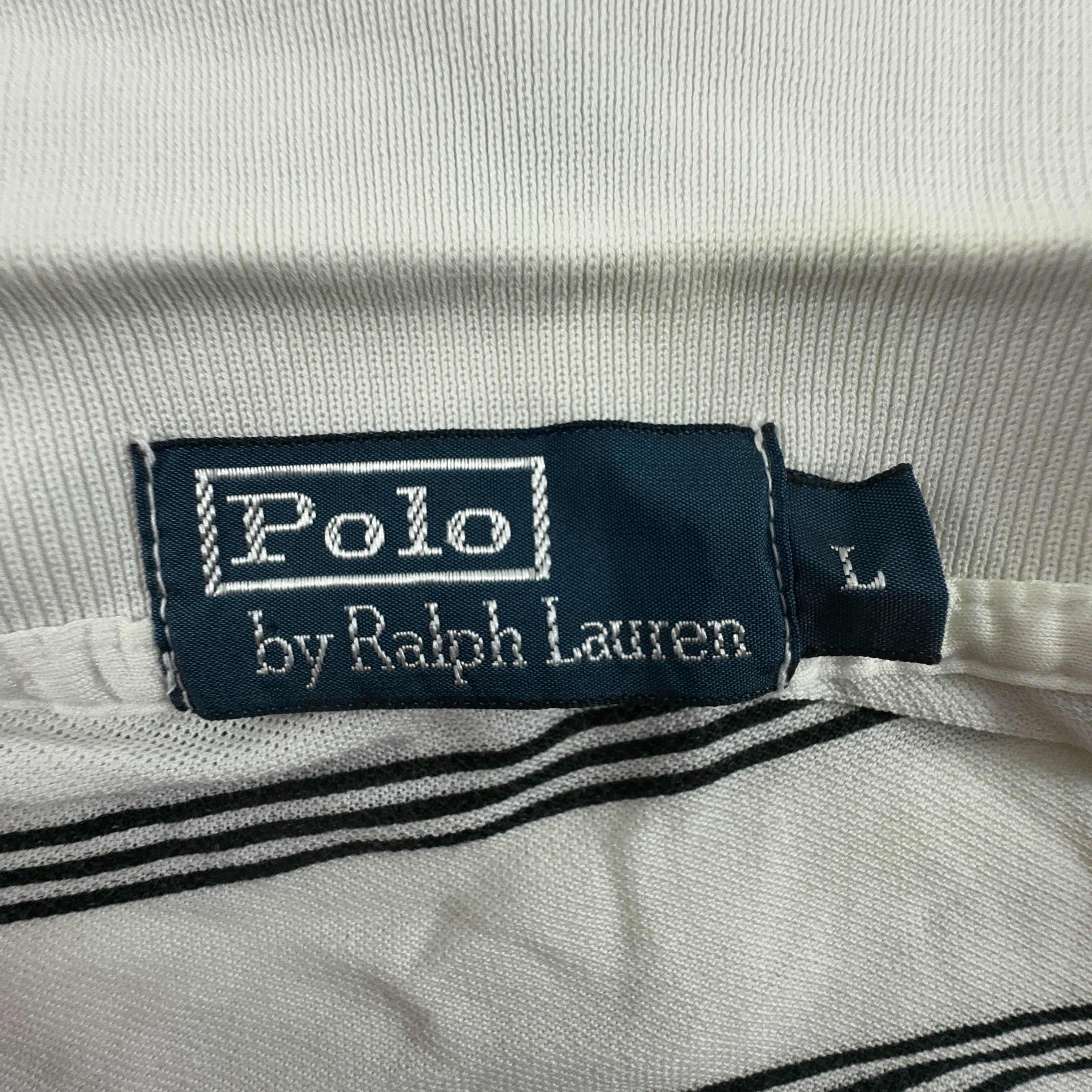 Polo Ralph Lauren White Black Stripes - Size L/XL Men