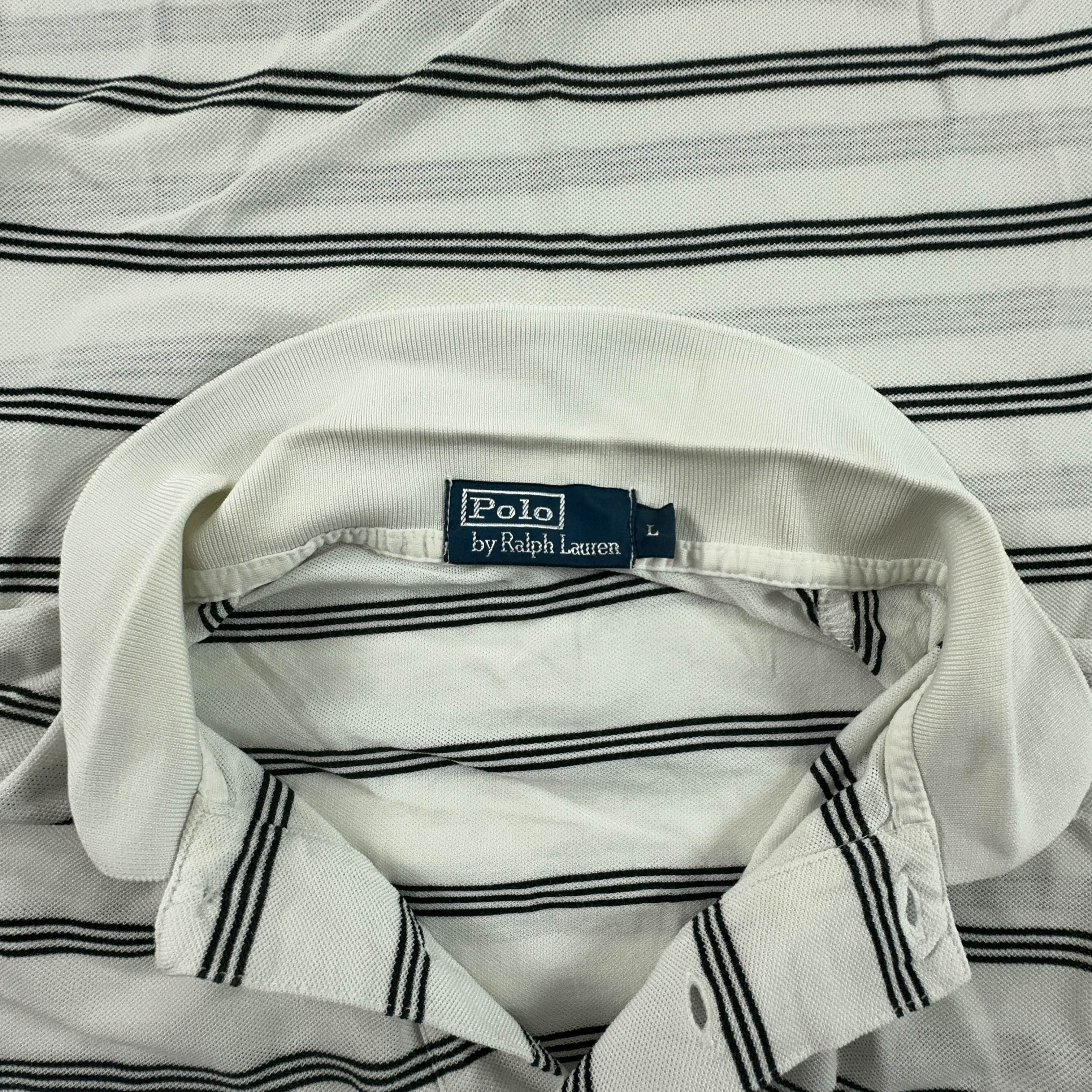 Polo Ralph Lauren White Black Stripes - Size L/XL Men