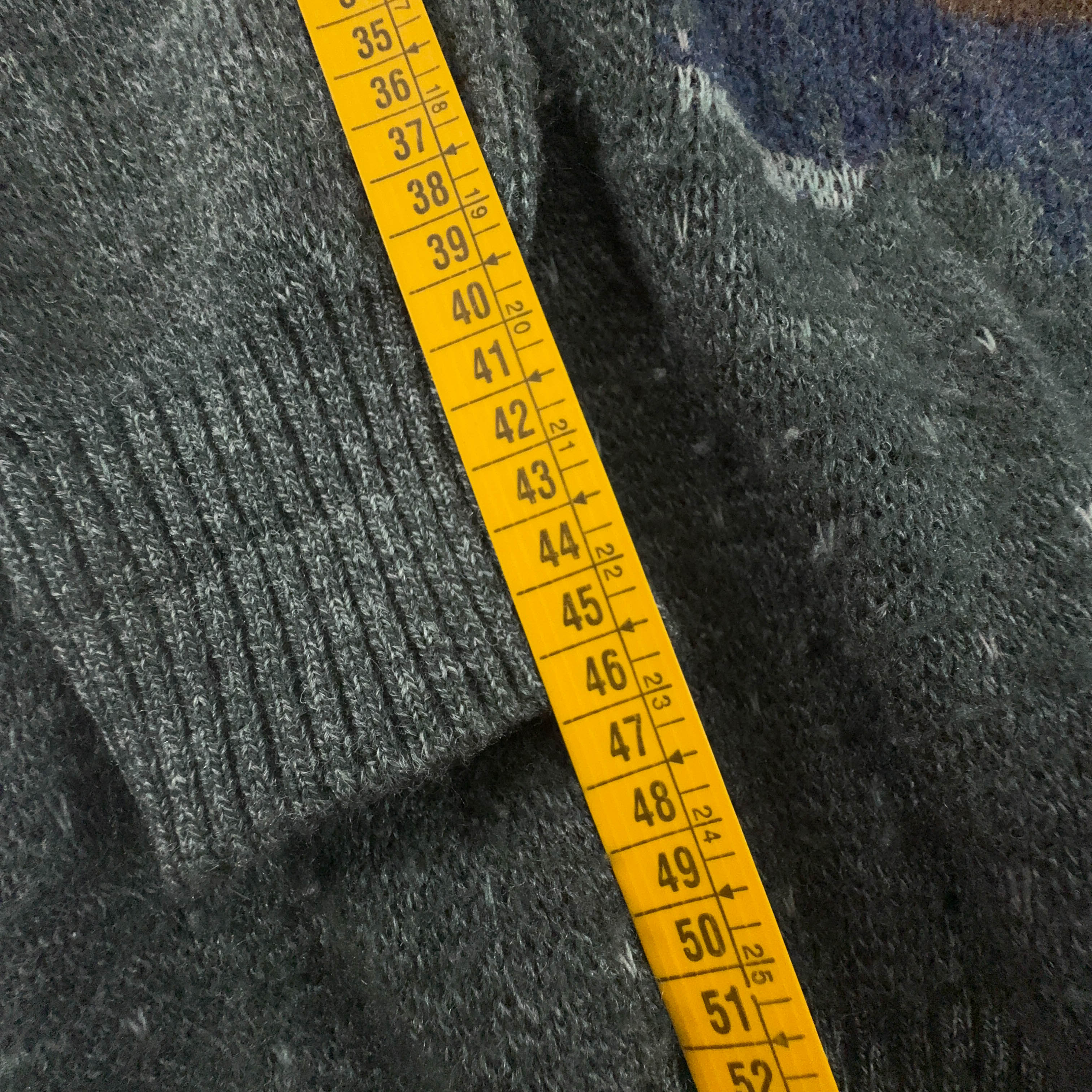 Maglione Vintage grigio verdastro misto lana girocollo ricamo anni 80 90 - Taglia M uomo