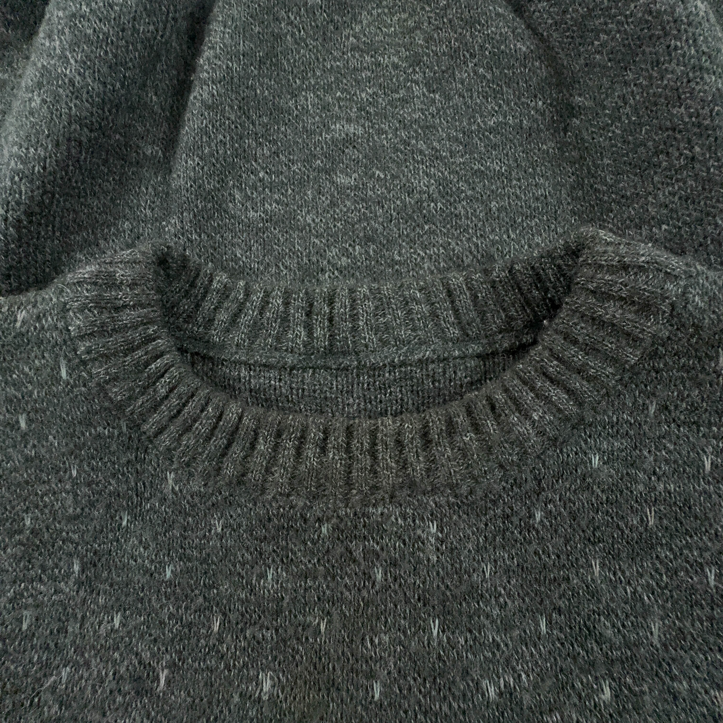 Maglione Vintage grigio verdastro misto lana girocollo ricamo anni 80 90 - Taglia M uomo