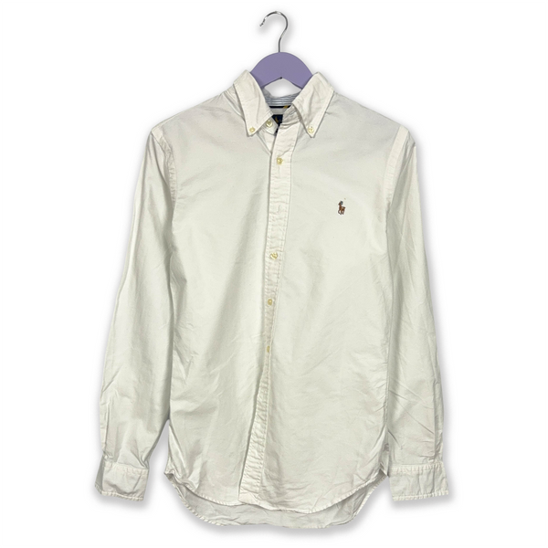 Ralph Lauren White Solid Slim Fit Shirt - Men's Size S