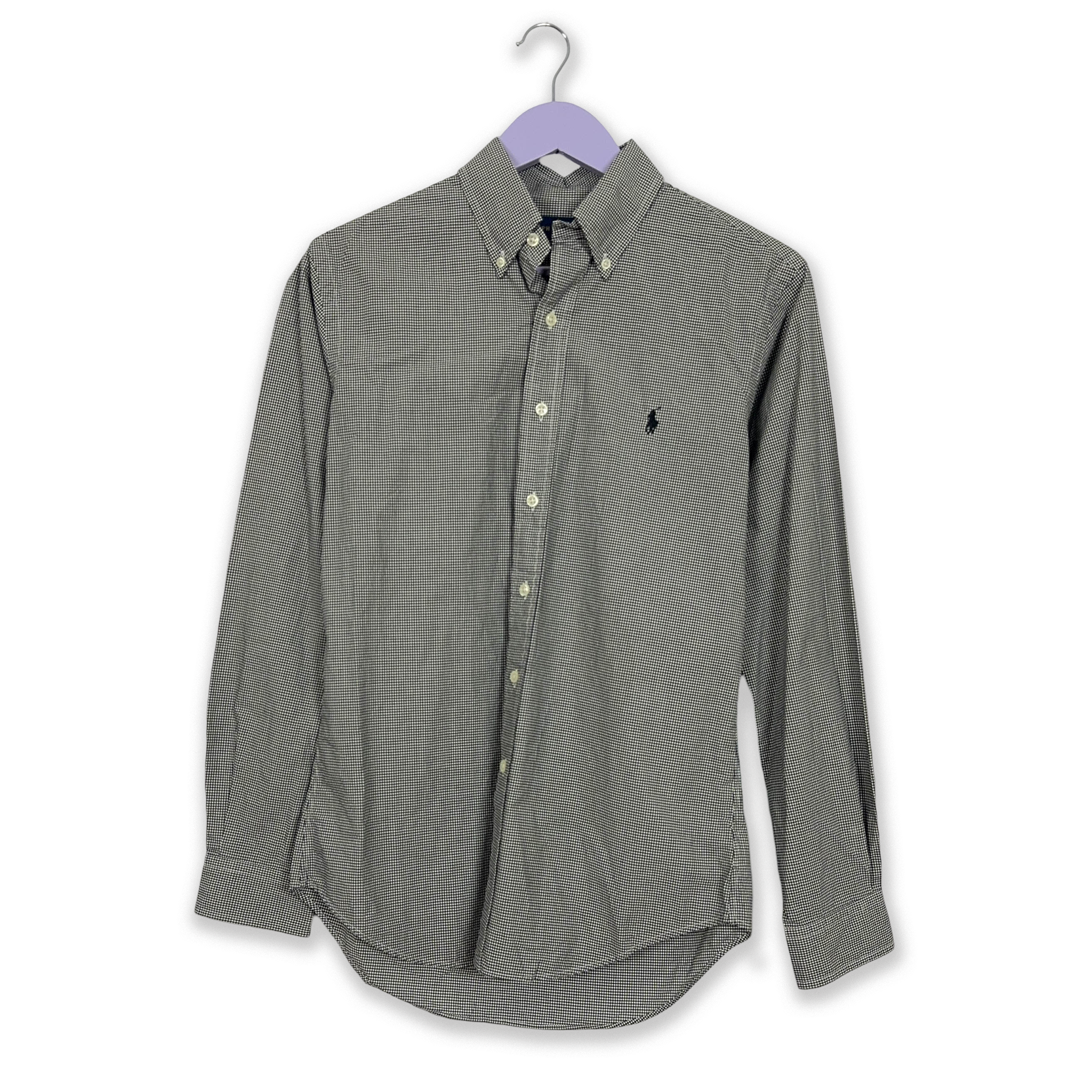 Camicia Ralph Lauren a quadri grigia e bianca slim fit - Taglia S uomo