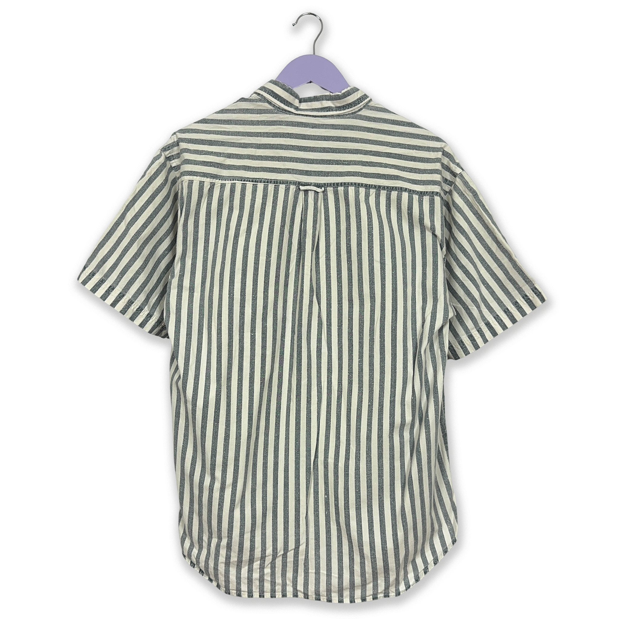 Camicia Hugo Boss Vintage a righe grigia e bianca - Taglia L uomo