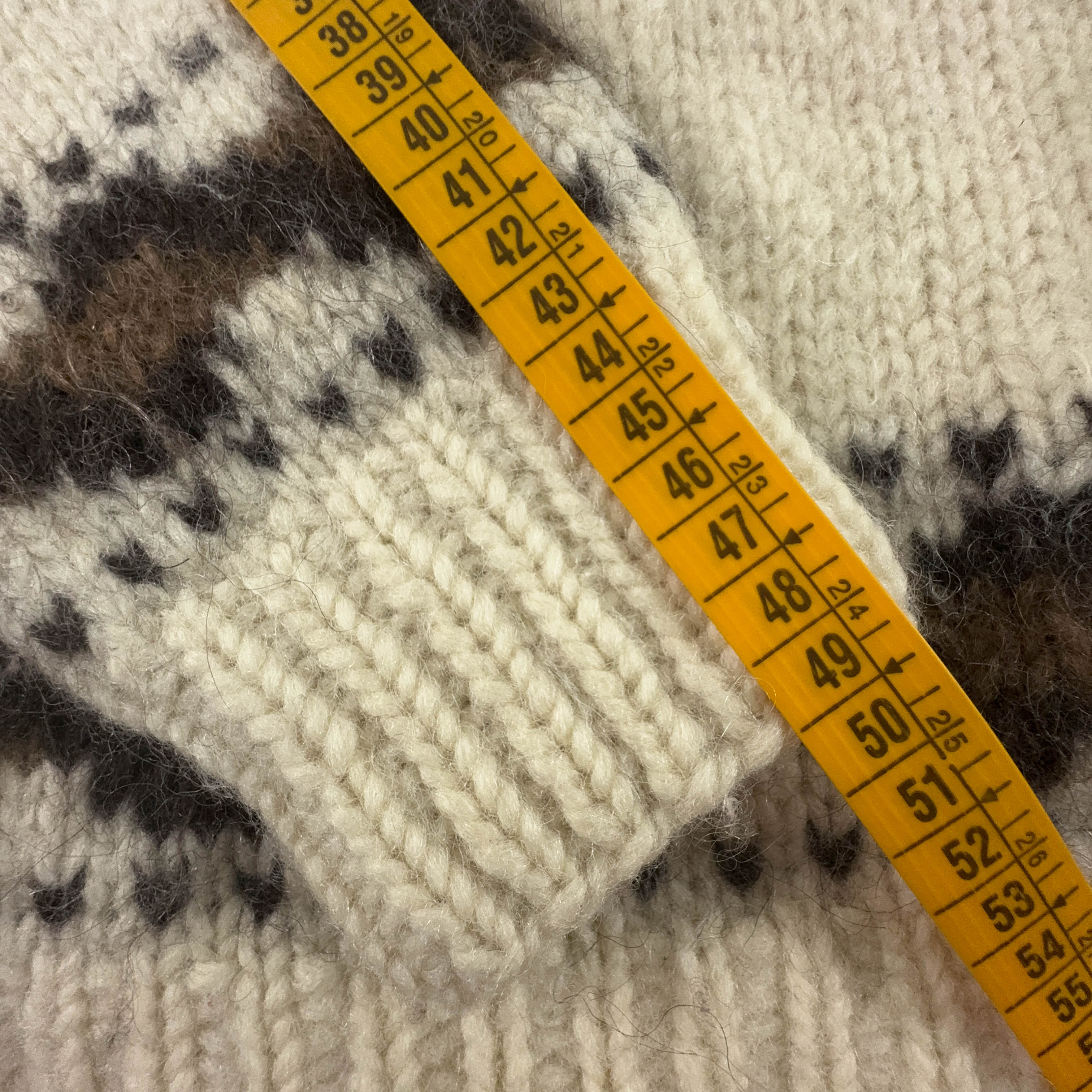 Maglione Vintage 100% lana crema e marrone girocollo anni 80 90 - Taglia XS uomo