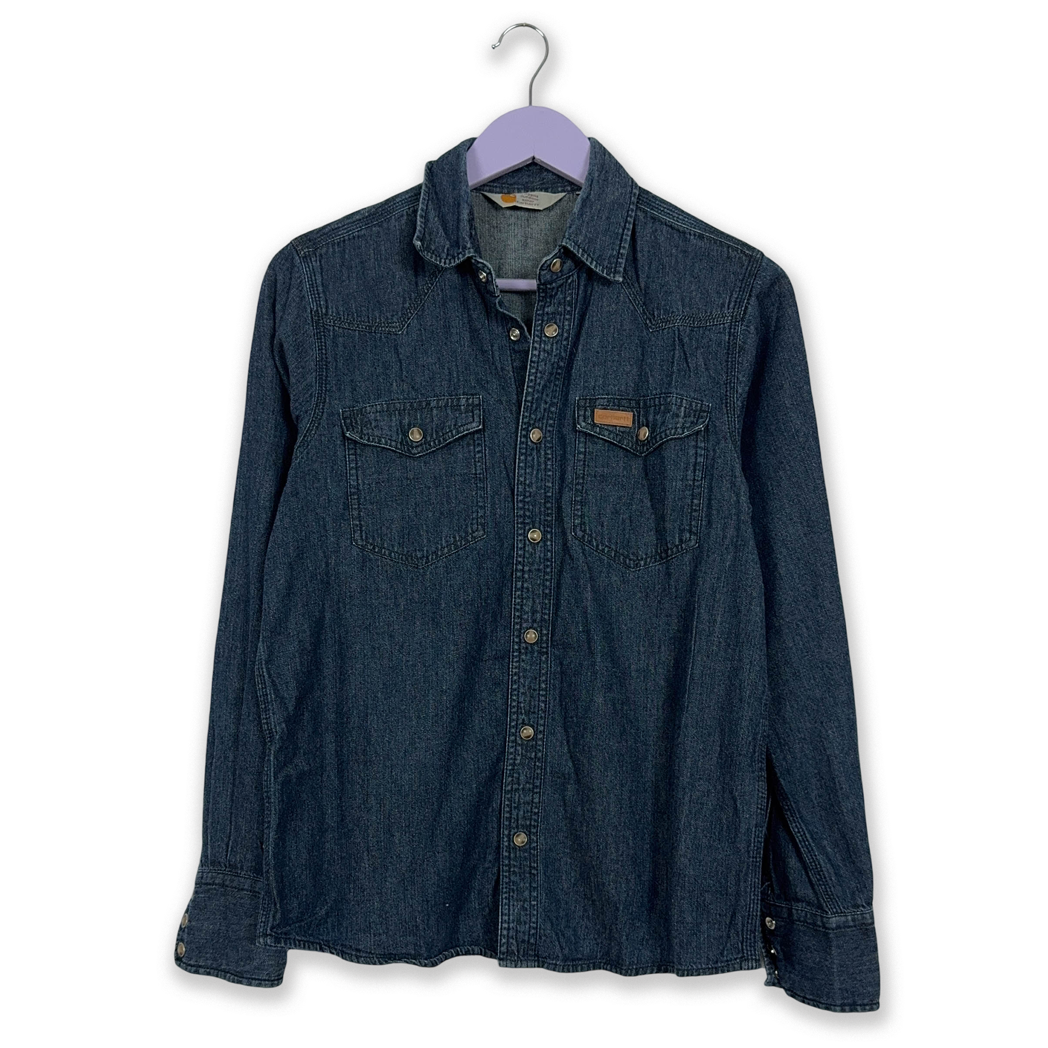 Camicia Carhartt in denim blu scuro tinta unita - Taglia S uomo